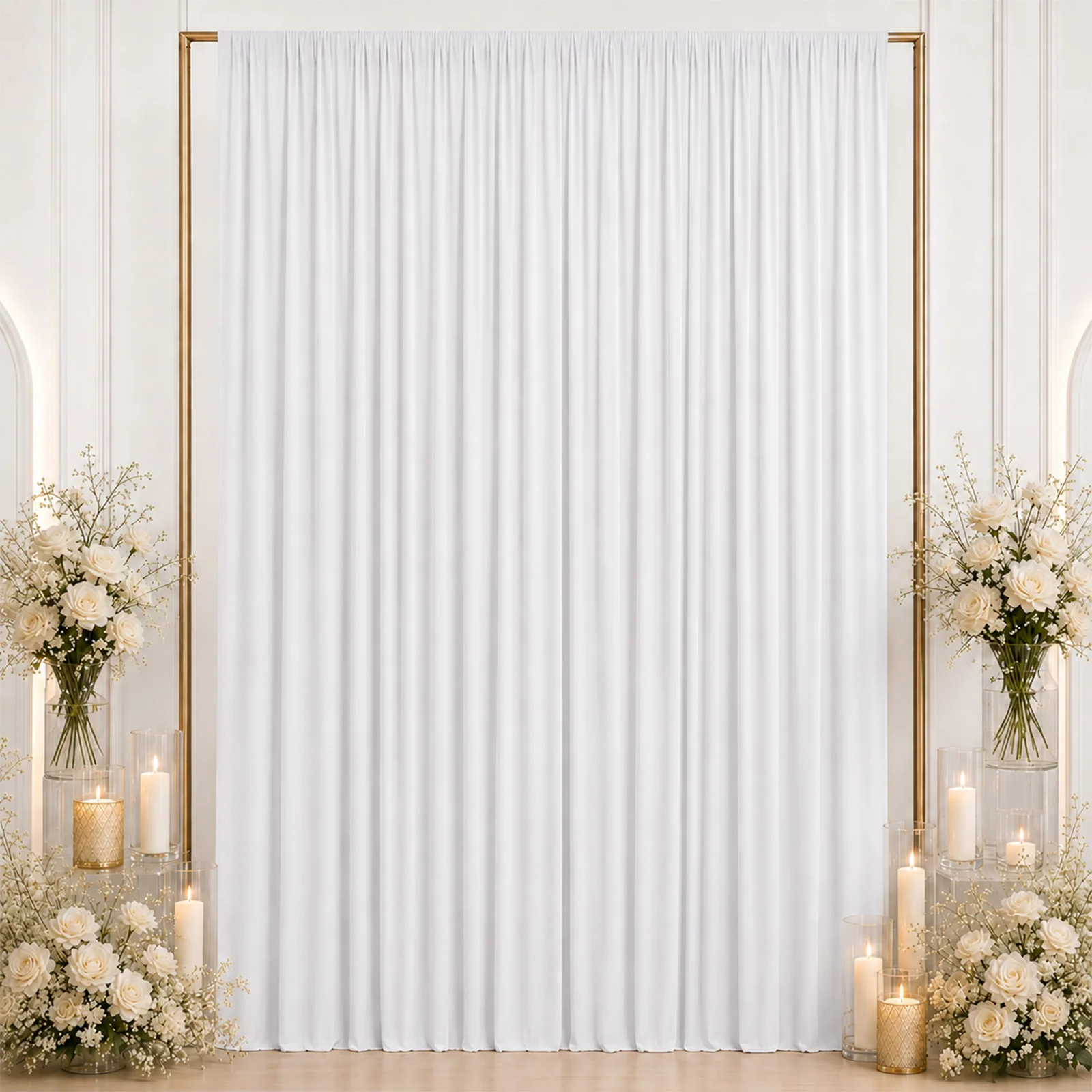 Spandex Backdrop Curtain White 10ft x 12ft, 4-Way Stretch Wrinkle-Free Photo Booth Backdrop with Rod Pockets for Wedding & Events