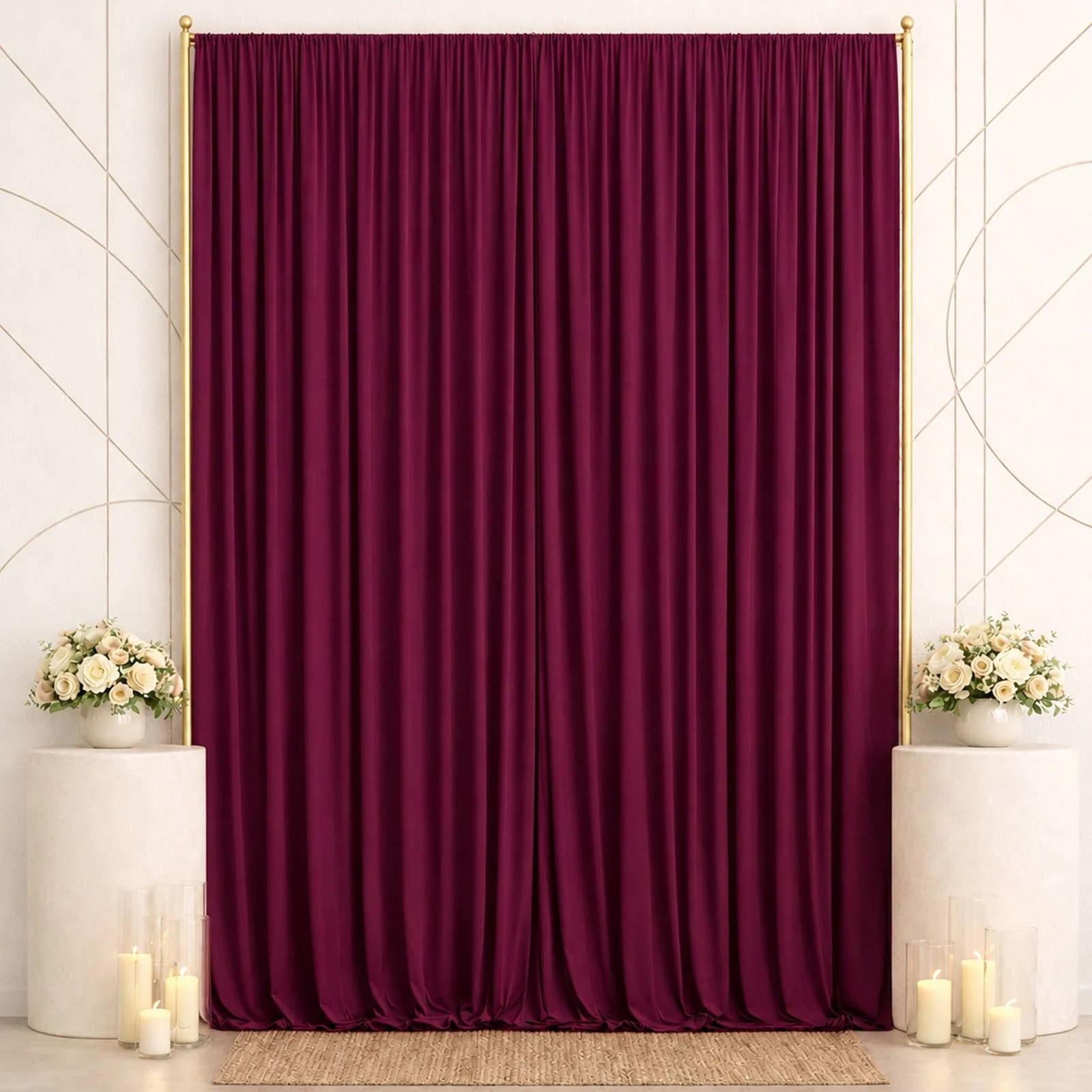 Spandex Backdrop Curtain Burgundy 10ft x 14ft, 4-Way Stretch Wrinkle-Free Photo Booth Backdrop with Rod Pockets for Wedding & Events
