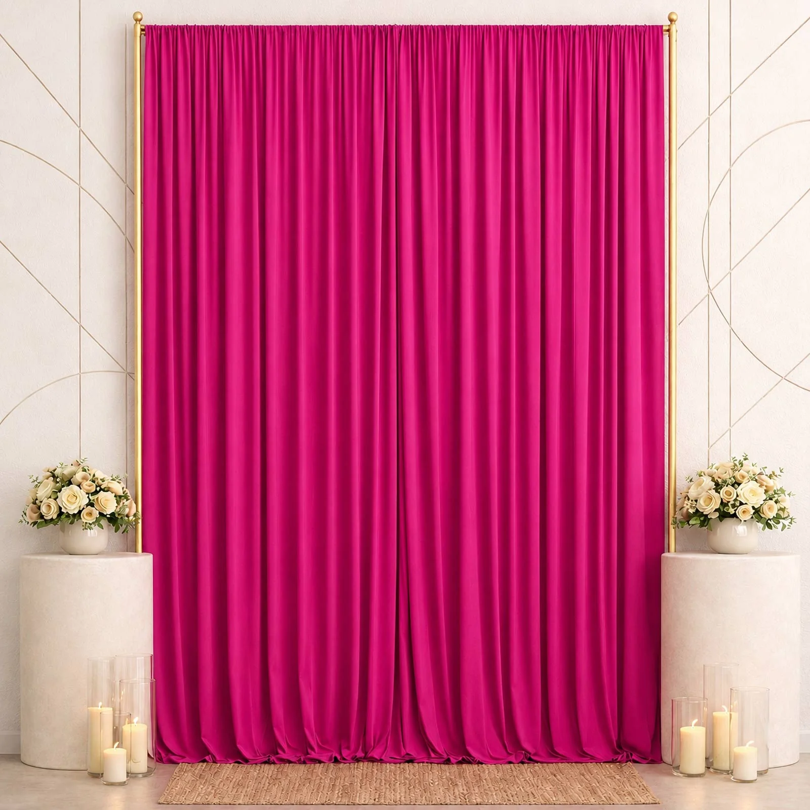 Spandex Backdrop Curtain Fuchsia 10ft x 14ft, 4-Way Stretch Wrinkle-Free Photo Booth Backdrop with Rod Pockets for Wedding & Events