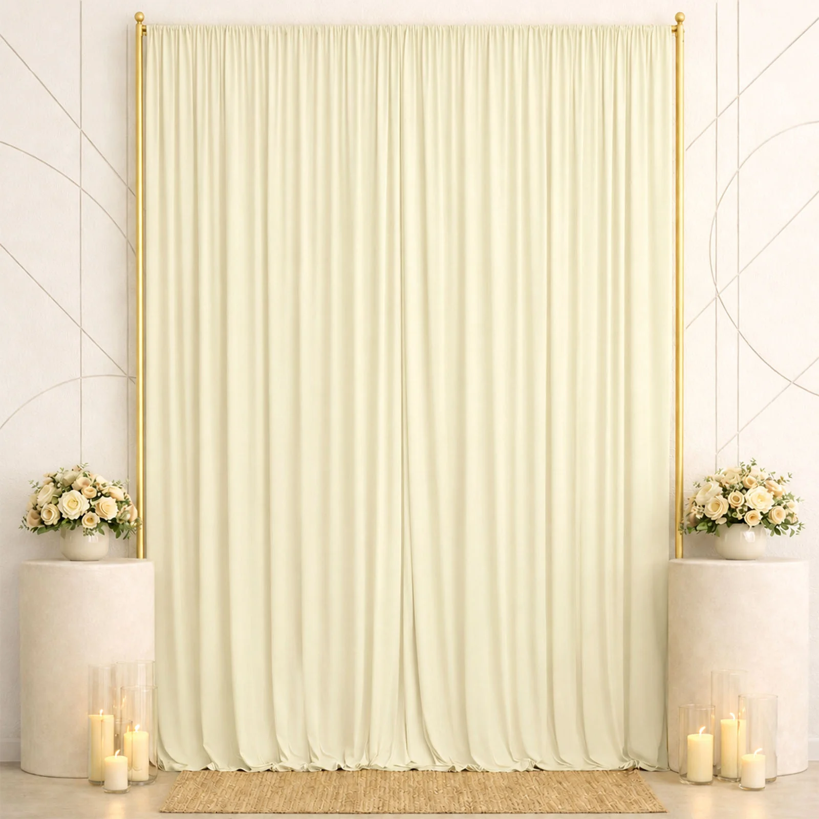 Spandex Backdrop Curtain Ivory 10ft x 14ft, 4-Way Stretch Wrinkle-Free Photo Booth Backdrop with Rod Pockets for Wedding & Events