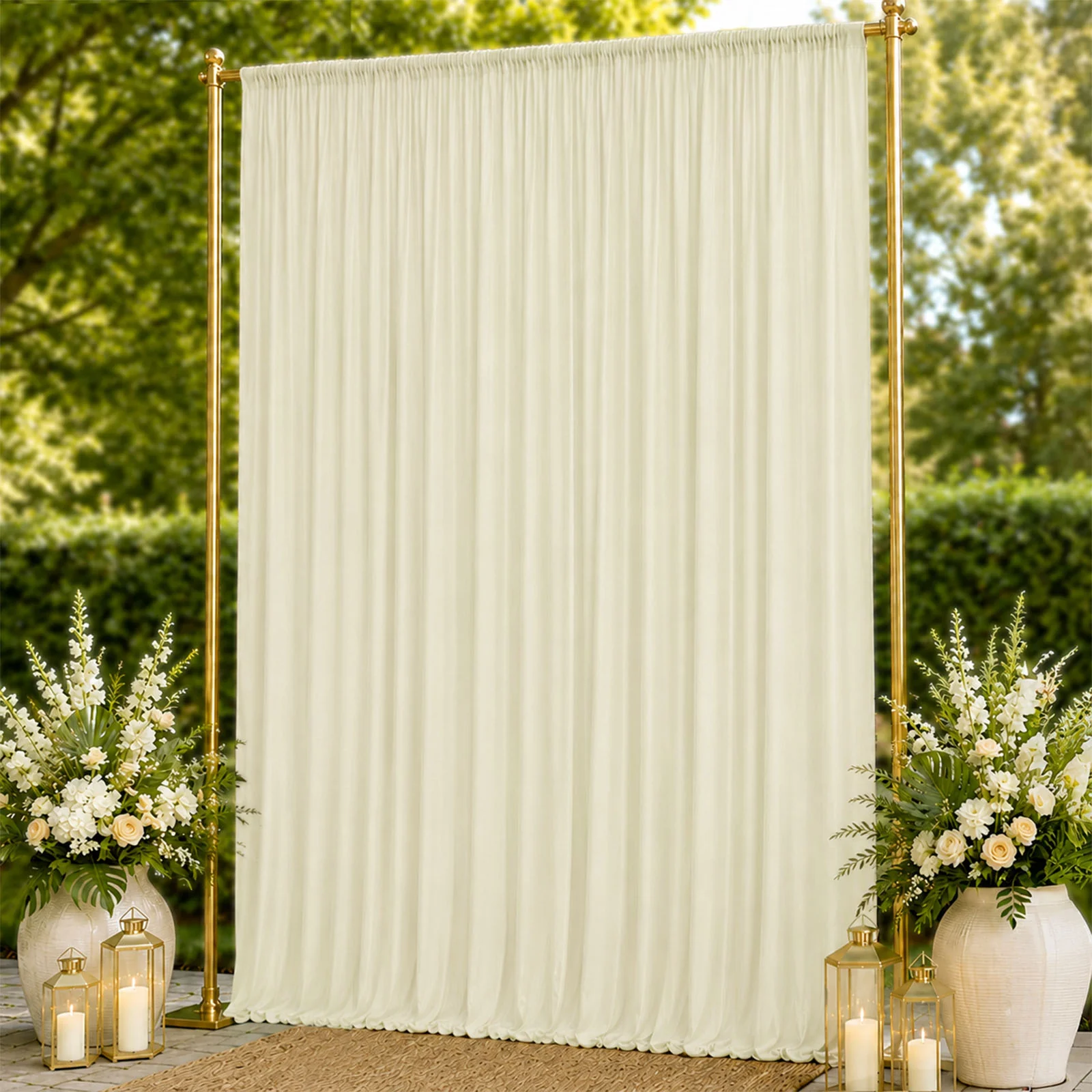 Spandex Backdrop Curtain Ivory 10ft x 14ft, 4-Way Stretch Wrinkle-Free Photo Booth Backdrop with Rod Pockets for Wedding & Events - Image 3
