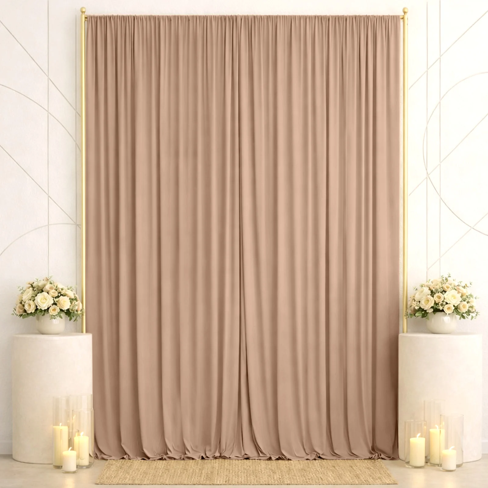 Spandex Backdrop Curtain Nude 10ft x 14ft, 4-Way Stretch Wrinkle-Free Photo Booth Backdrop with Rod Pockets for Wedding & Events