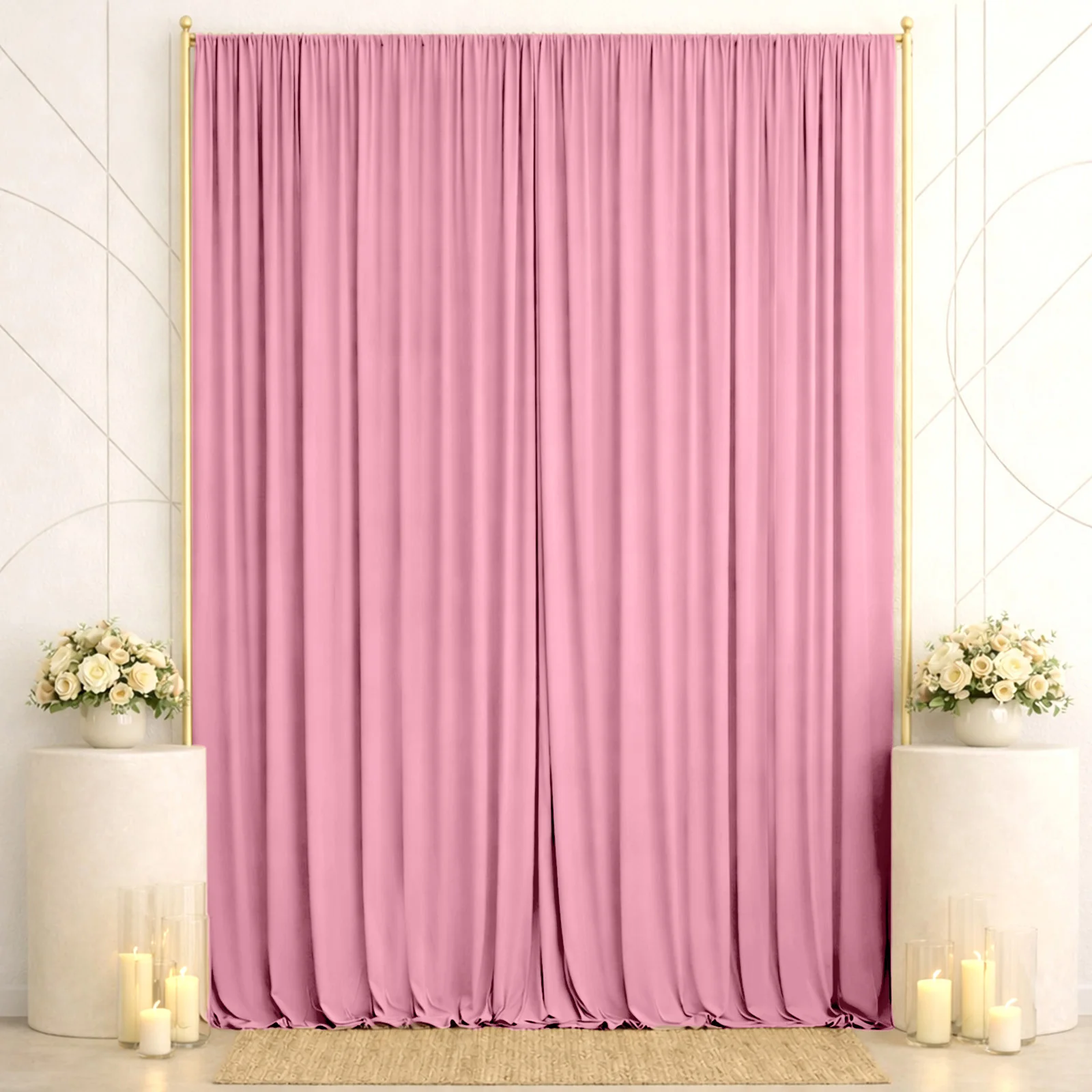 Spandex Backdrop Curtain Pink 10ft x 14ft, 4-Way Stretch Wrinkle-Free Photo Booth Backdrop with Rod Pockets for Wedding & Events