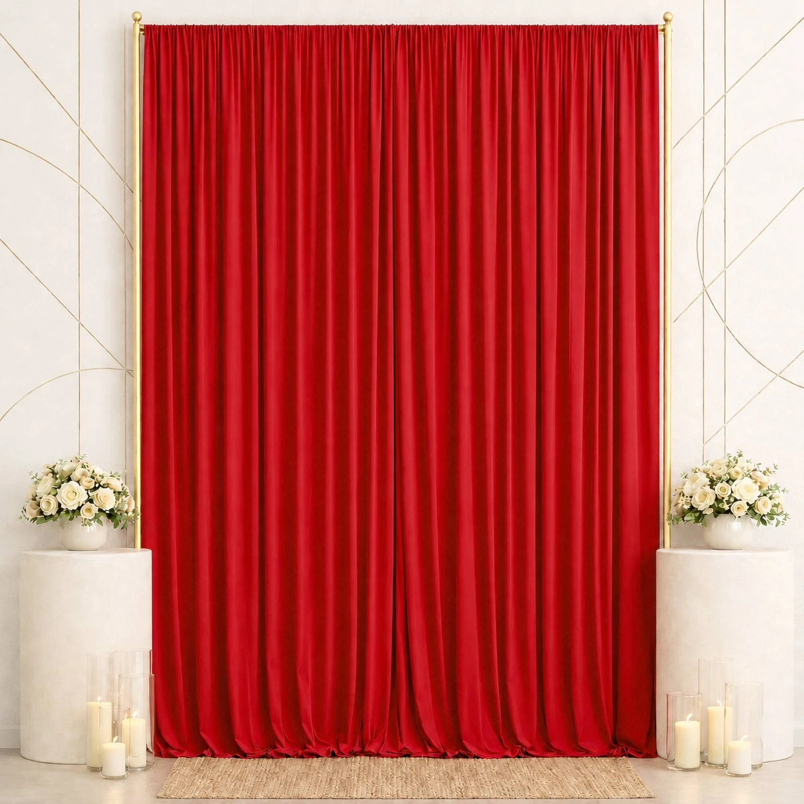 Spandex Backdrop Curtain Red 10ft x 14ft, 4-Way Stretch Wrinkle-Free Photo Booth Backdrop with Rod Pockets for Wedding & Events