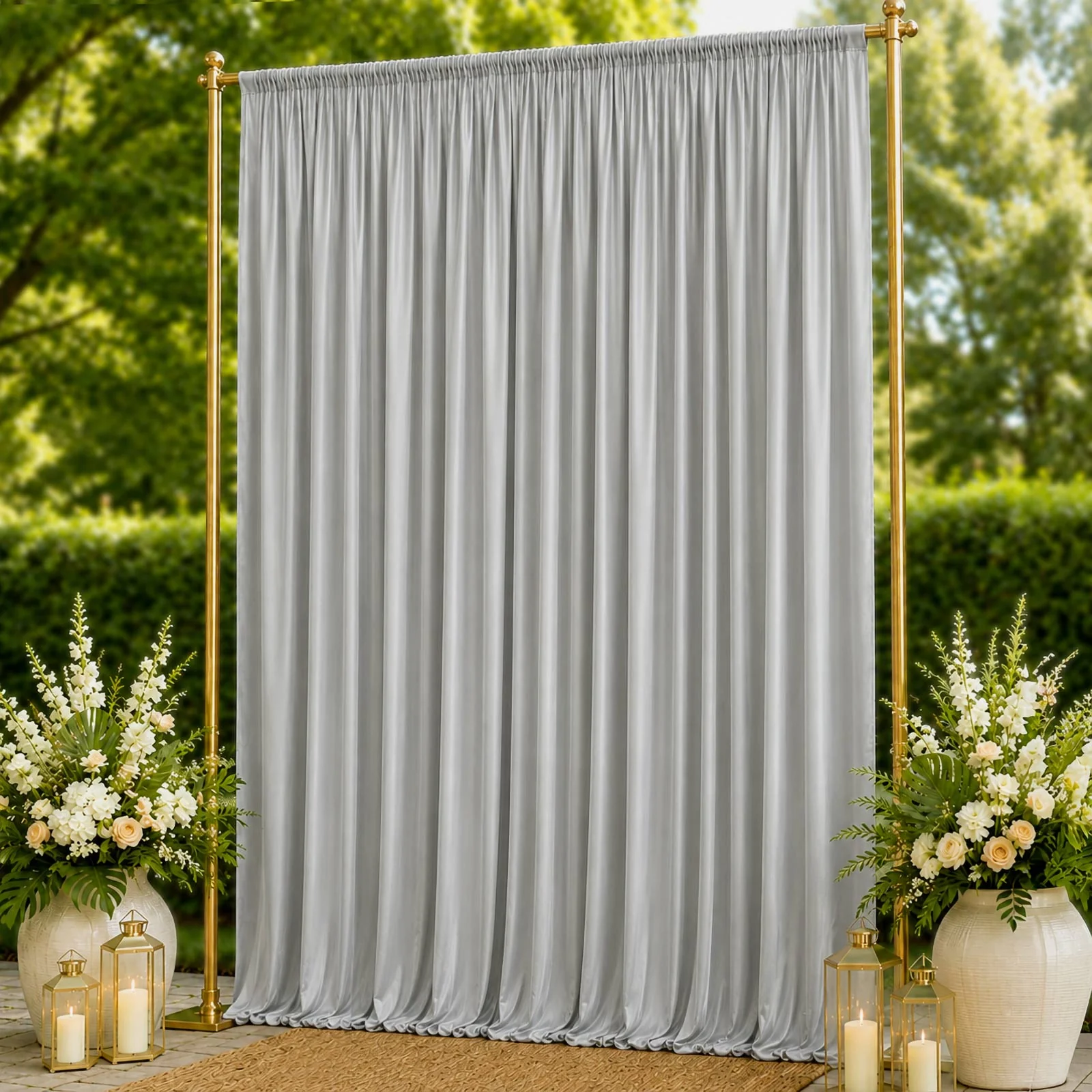 Spandex Backdrop Curtain Silver 10ft x 14ft, 4-Way Stretch Wrinkle-Free Photo Booth Backdrop with Rod Pockets for Wedding & Events - Image 3