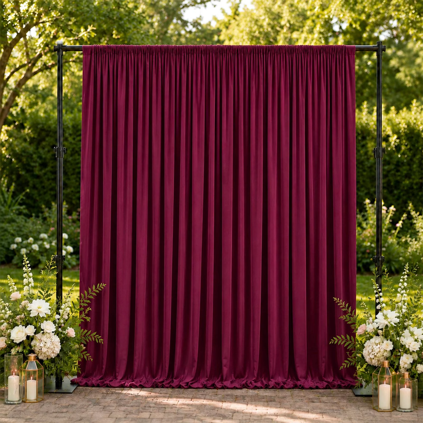 Spandex Backdrop Curtain Burgundy 10ft x 10ft, 4-Way Stretch Wrinkle-Free Photo Booth Backdrop with Rod Pockets for Wedding & Events - Image 3