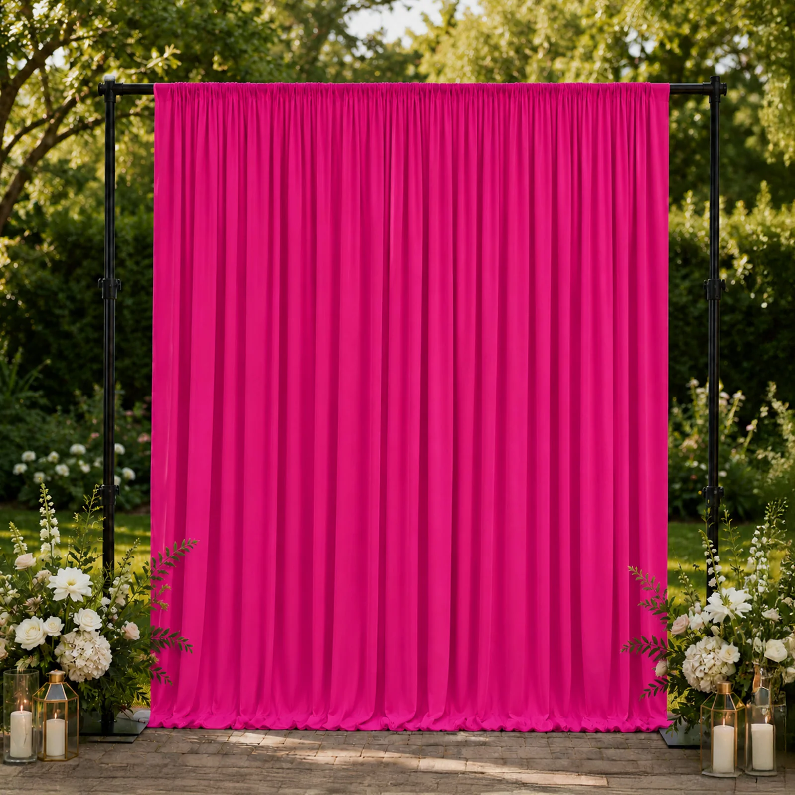 Spandex Backdrop Curtain Fuchsia 10ft x 10ft, 4-Way Stretch Wrinkle-Free Photo Booth Backdrop with Rod Pockets for Wedding & Events - Image 3