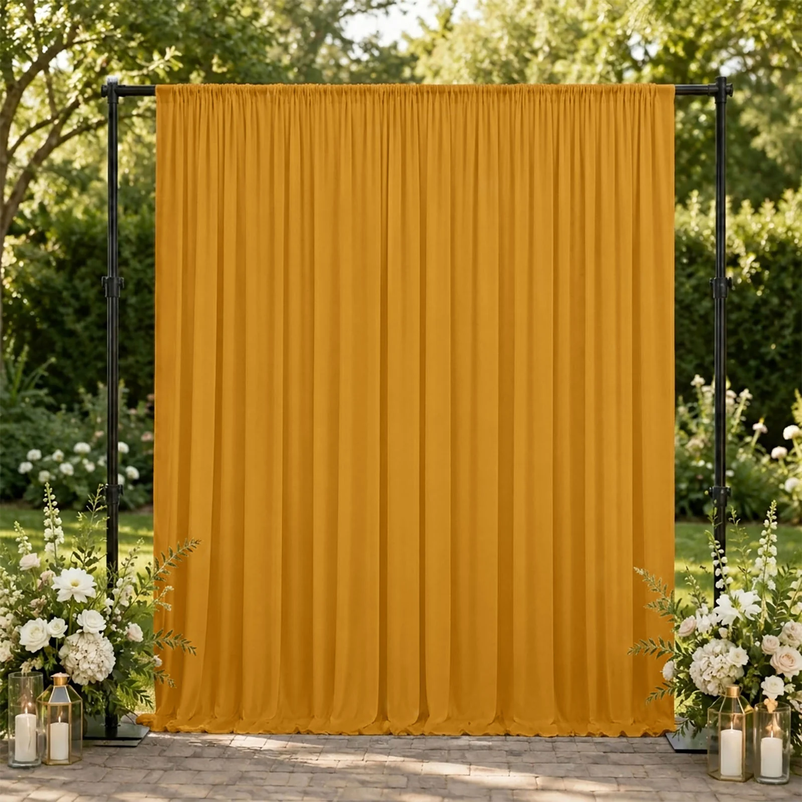Spandex Backdrop Curtain Gold 10ft x 10ft, 4-Way Stretch Wrinkle-Free Photo Booth Backdrop with Rod Pockets for Wedding & Events - Image 3