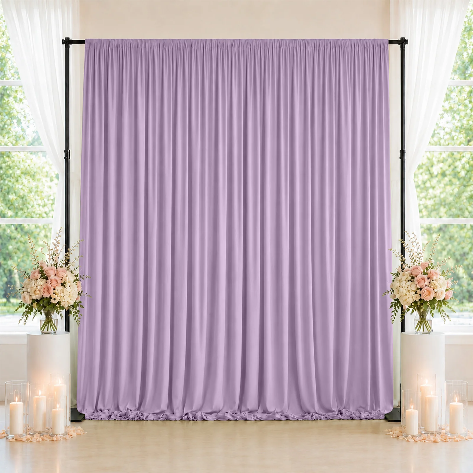 Spandex Backdrop Curtain Lavender Lilac 10ft x 10ft, 4-Way Stretch Wrinkle-Free Photo Booth Backdrop with Rod Pockets for Wedding & Events
