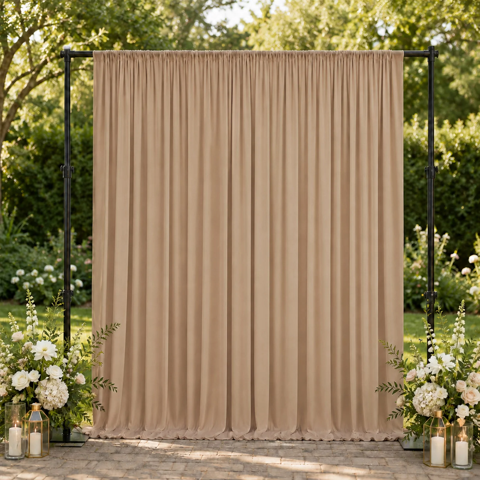 Spandex Backdrop Curtain Nude 10ft x 10ft, 4-Way Stretch Wrinkle-Free Photo Booth Backdrop with Rod Pockets for Wedding & Events - Image 3