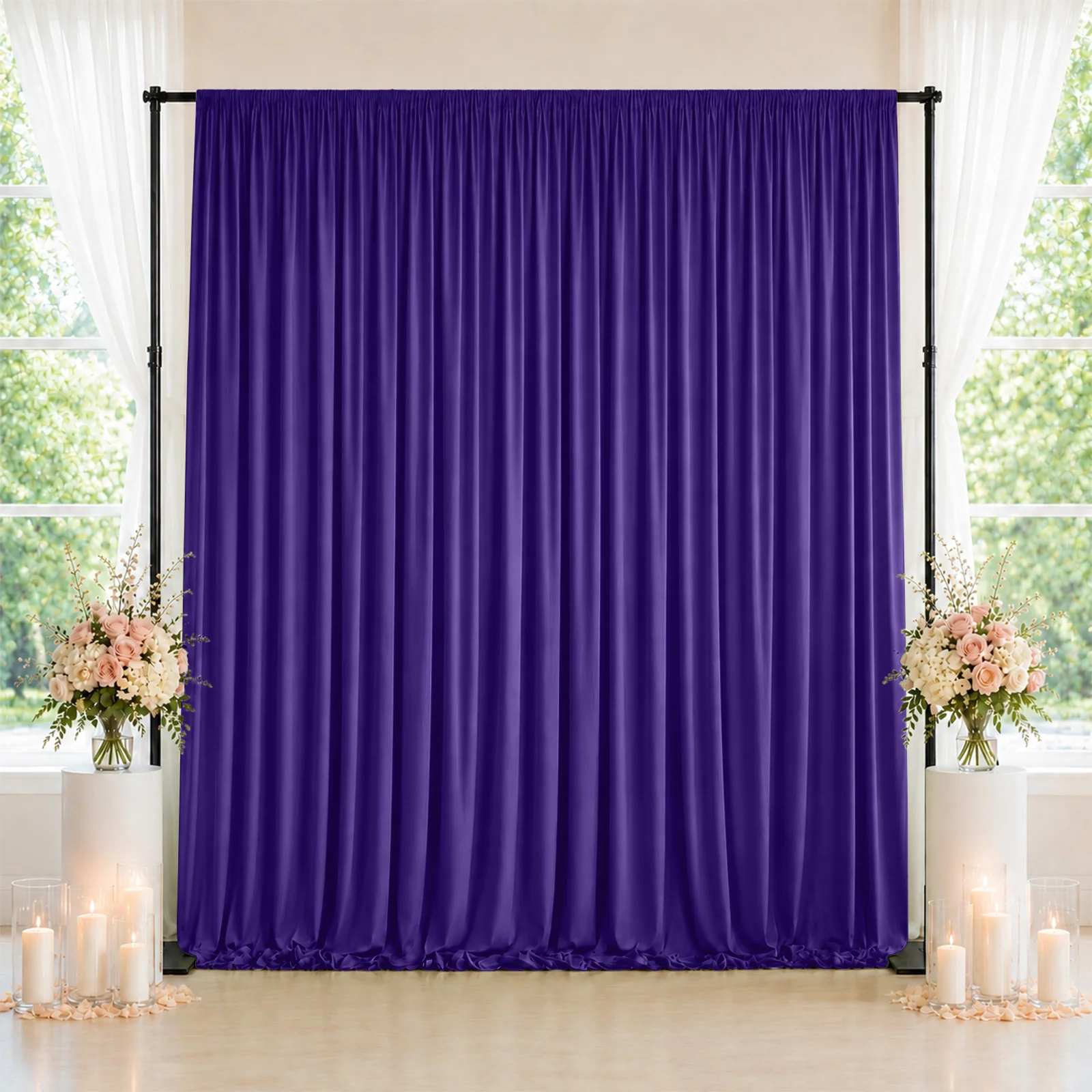 Spandex Backdrop Curtain Purple 10ft x 10ft, 4-Way Stretch Wrinkle-Free Photo Booth Backdrop with Rod Pockets for Wedding & Events