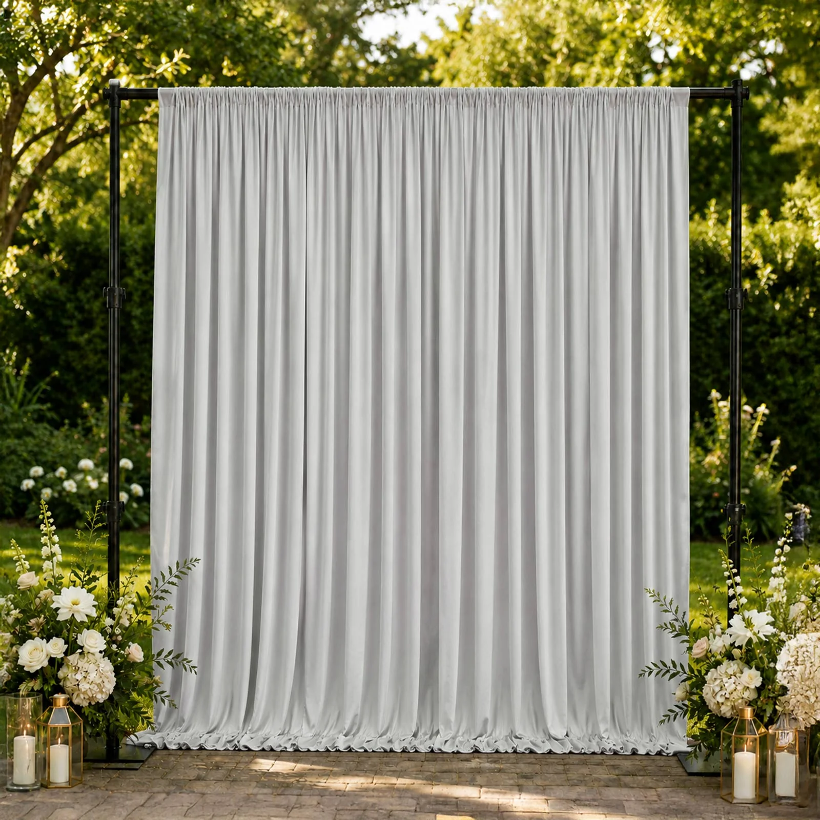 Spandex Backdrop Curtain Silver 10ft x 10ft, 4-Way Stretch Wrinkle-Free Photo Booth Backdrop with Rod Pockets for Wedding & Events - Image 3