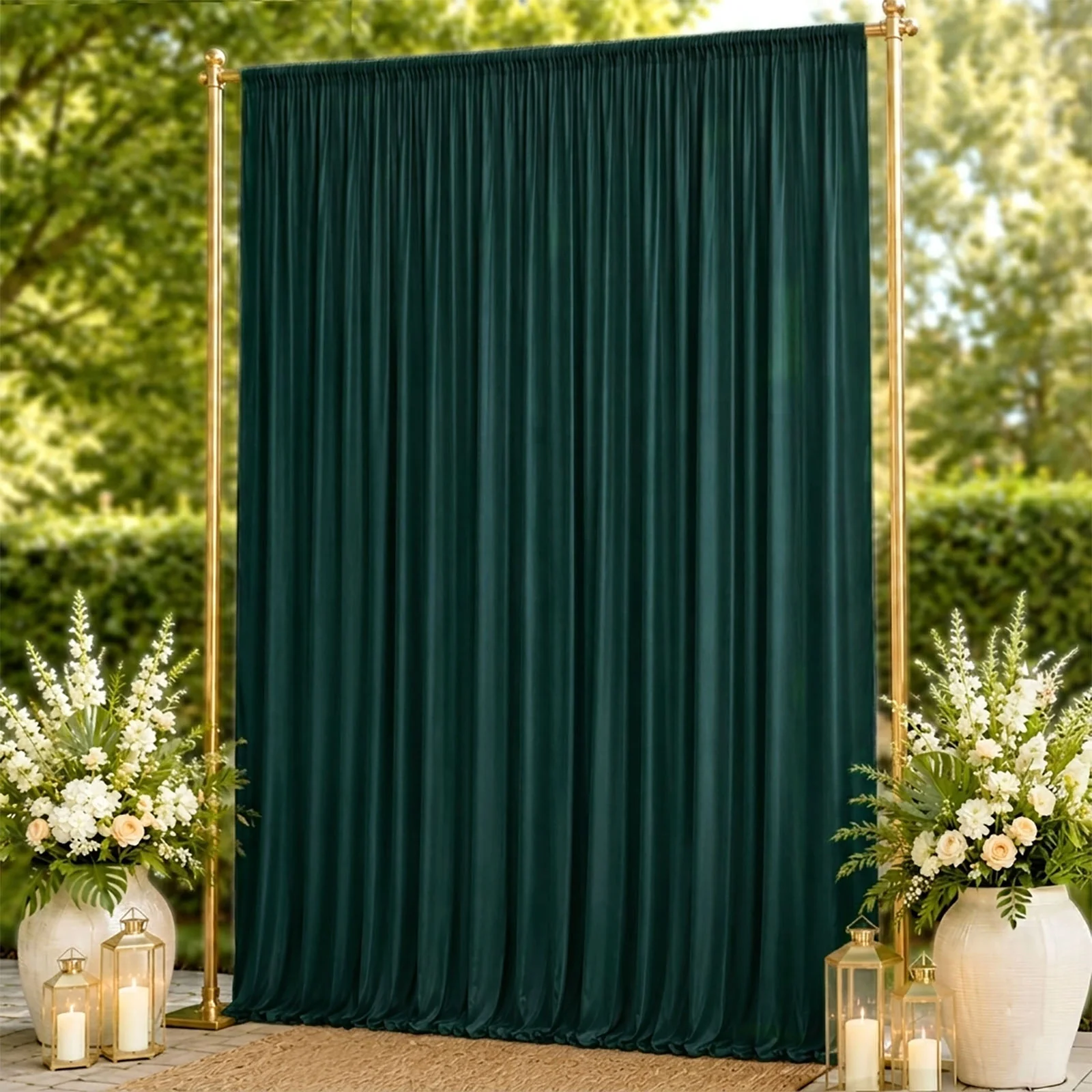 Spandex Backdrop Curtain Hunter Emerald Green 10ft x 14ft, 4-Way Stretch Wrinkle-Free Photo Booth Backdrop with Rod Pockets for Wedding & Events - Image 3