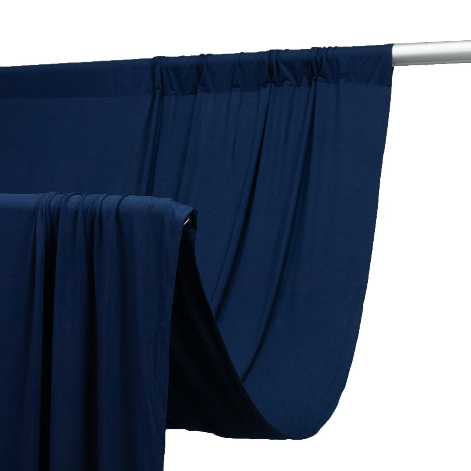 Navy Blue 4-Way Stretch Spandex Backdrop Curtain, Wrinkle-Free Event Drapes with Rod Pockets - 5ft x 20ft - Image 2