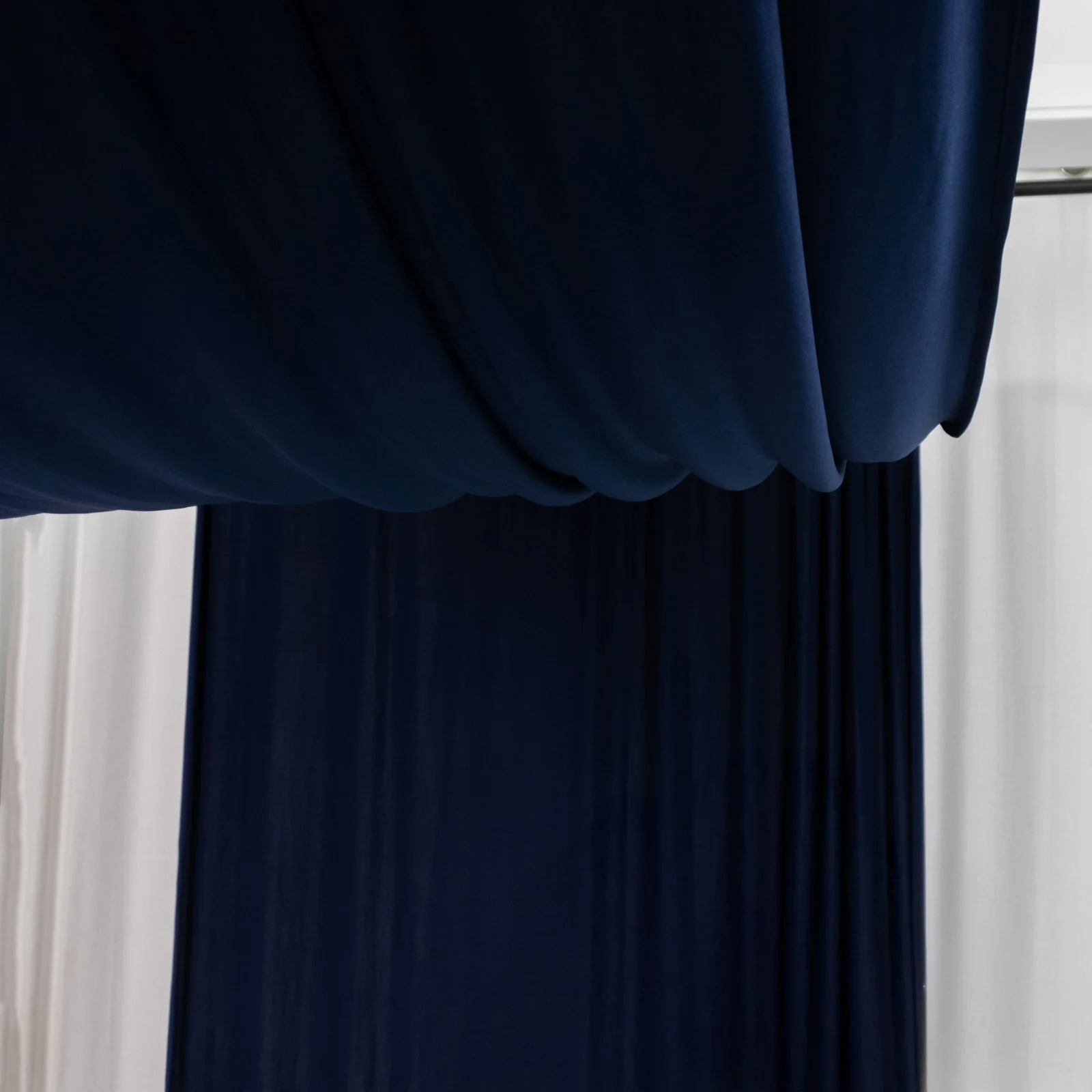 Navy Blue 4-Way Stretch Spandex Backdrop Curtain, Wrinkle-Free Event Drapes with Rod Pockets - 5ft x 20ft - Image 7