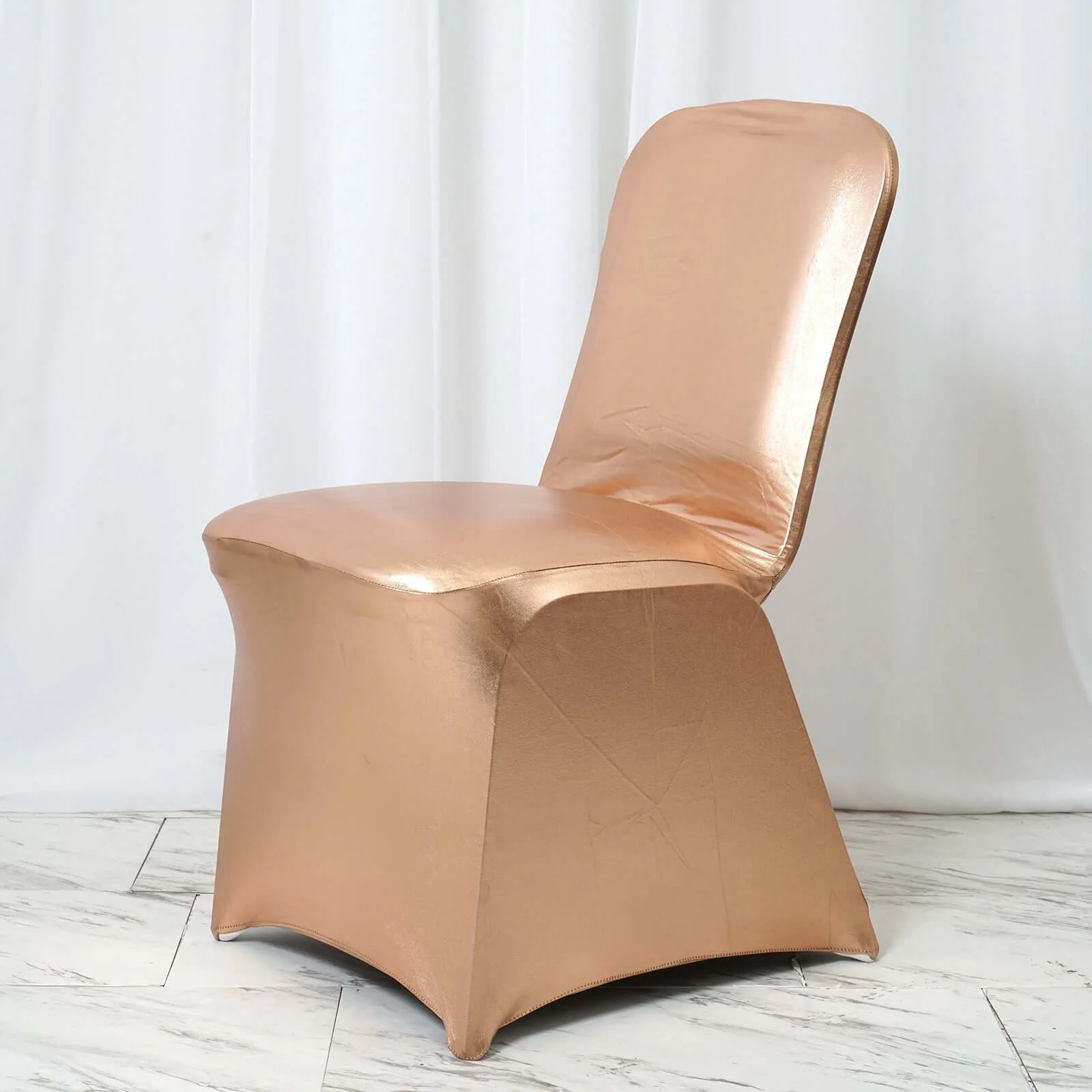 Spandex Banquet Chair Cover Metallic Rose Gold - Glittering Premium Fitted Design