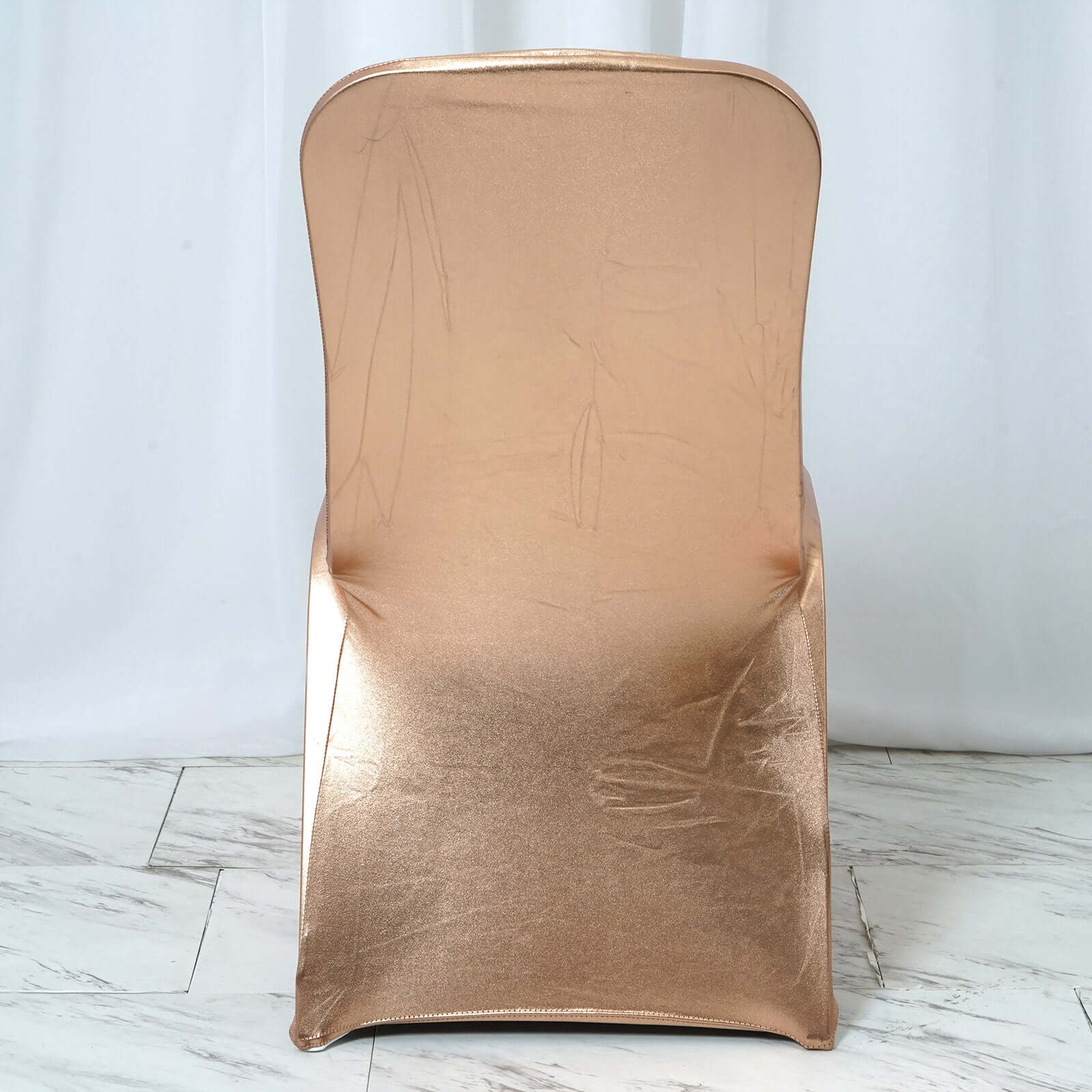 Spandex Banquet Chair Cover Metallic Rose Gold - Glittering Premium Fitted Design - Image 2