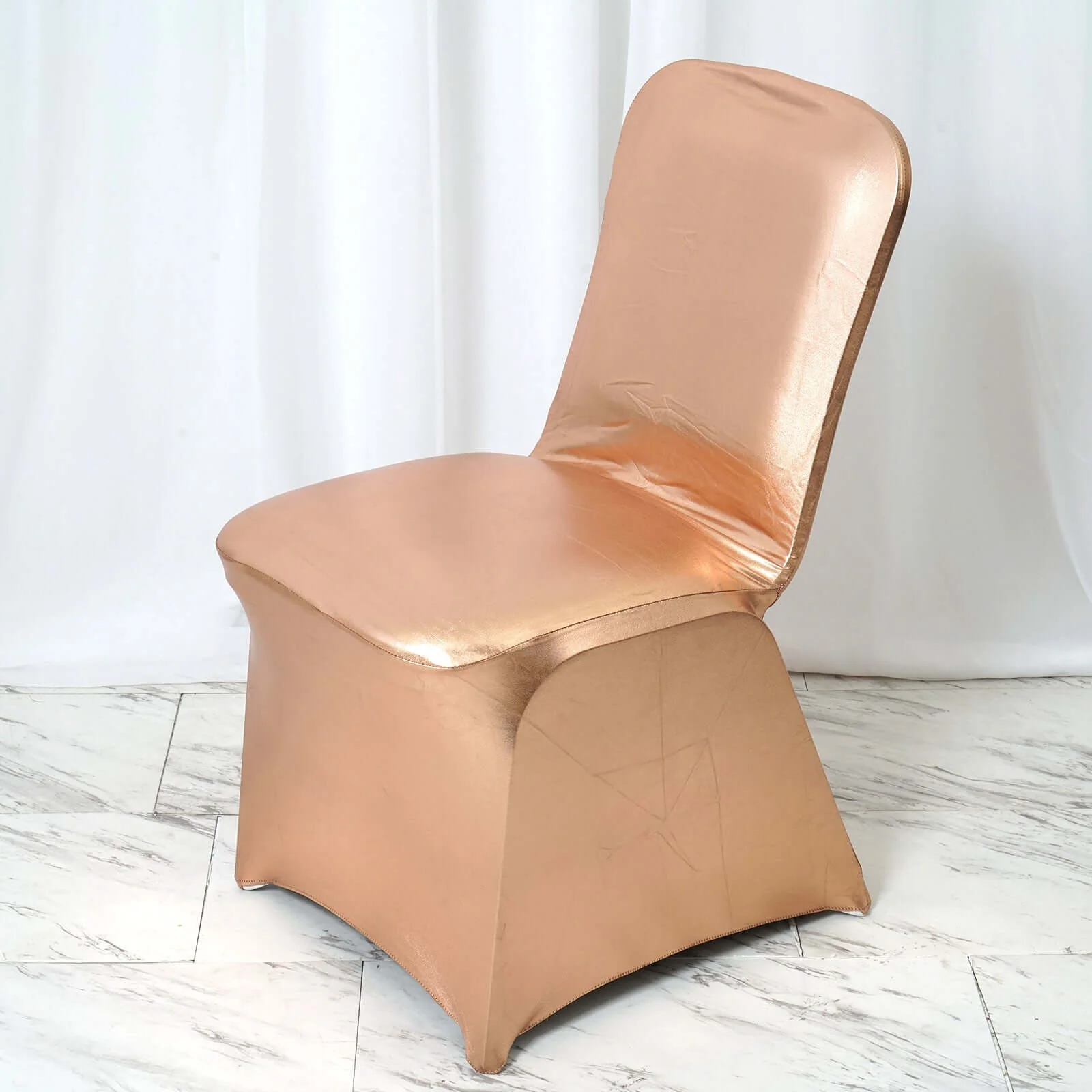 Spandex Banquet Chair Cover Metallic Rose Gold - Glittering Premium Fitted Design - Image 3