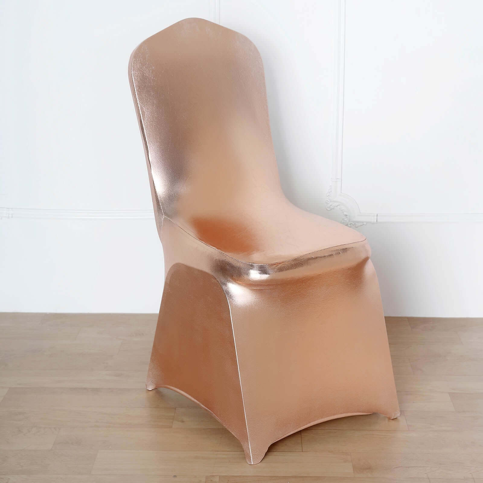 Spandex Banquet Chair Cover Metallic Rose Gold - Glittering Premium Fitted Design - Image 6