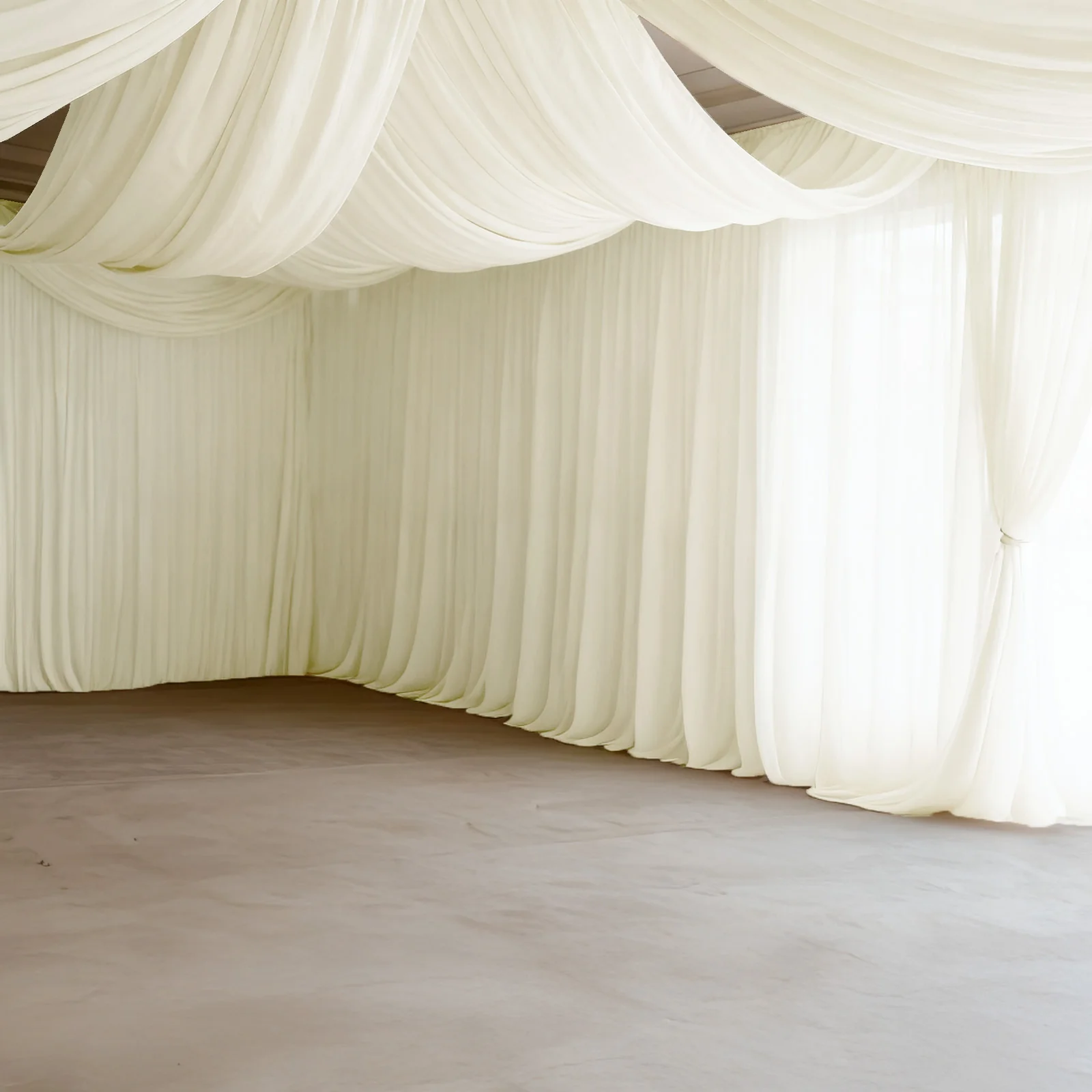 Spandex Ceiling Drape Panel – Ivory, 5ft x 32ft Wrinkle-Free 4-Way Stretch Fabric, Extra-Long Curtain for Event Ceiling or Backdrop Décor - Image 3