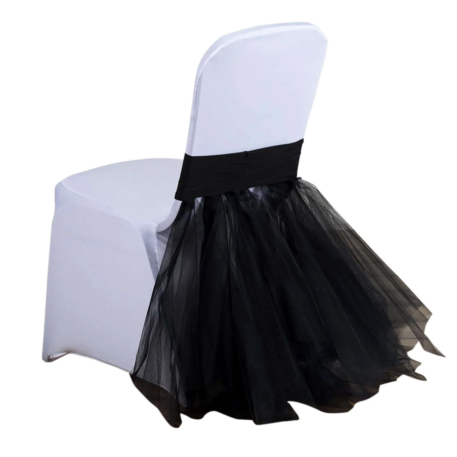 Spandex Chair Tutu Cover Skirt Black - Stylish Design for Wedding & Event Chair Decor - Image 5