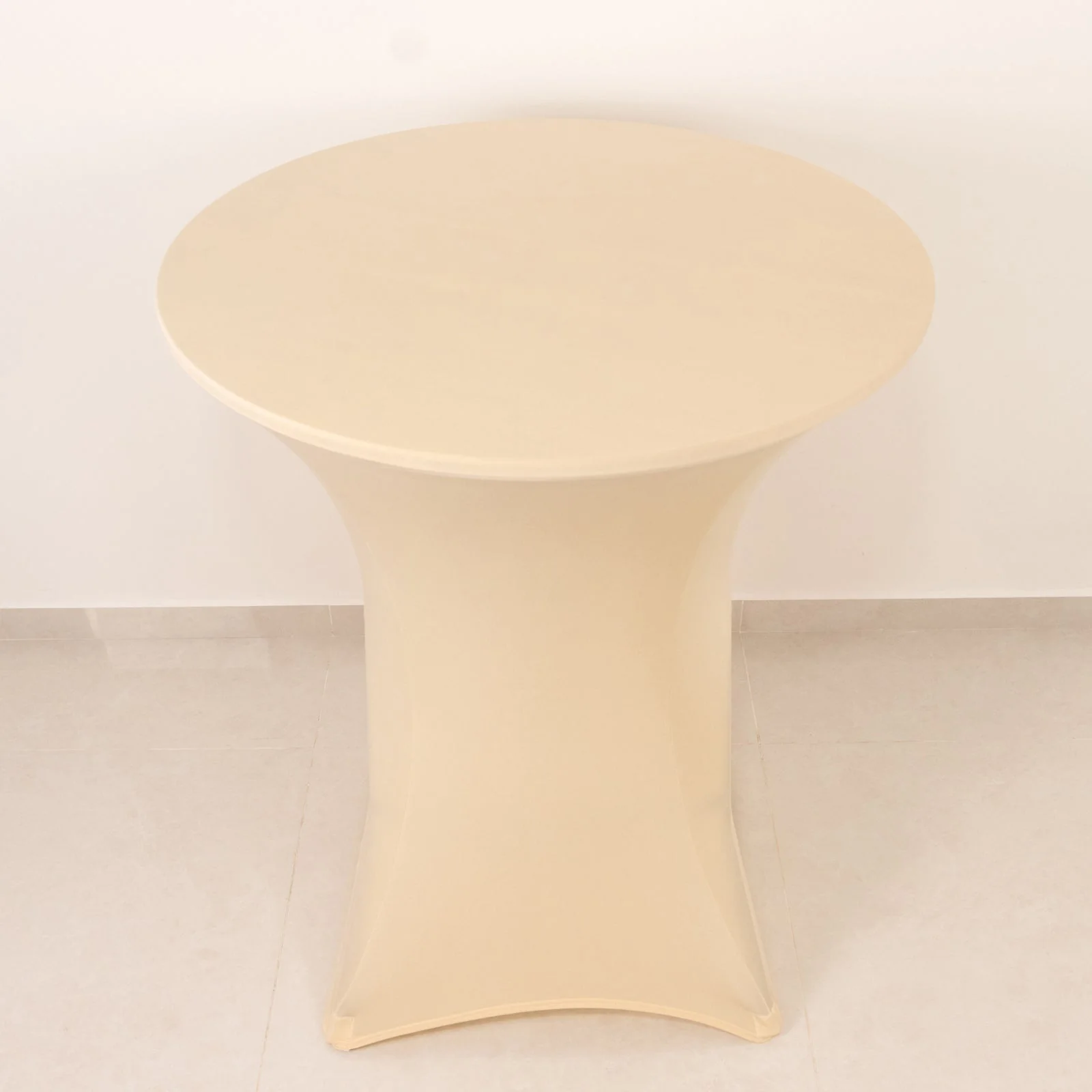 Spandex Cocktail Table Cover 36" Round Beige High Top Tables - Easy to Maintain Stretch Fitted Highboy Tablecloth - Image 2