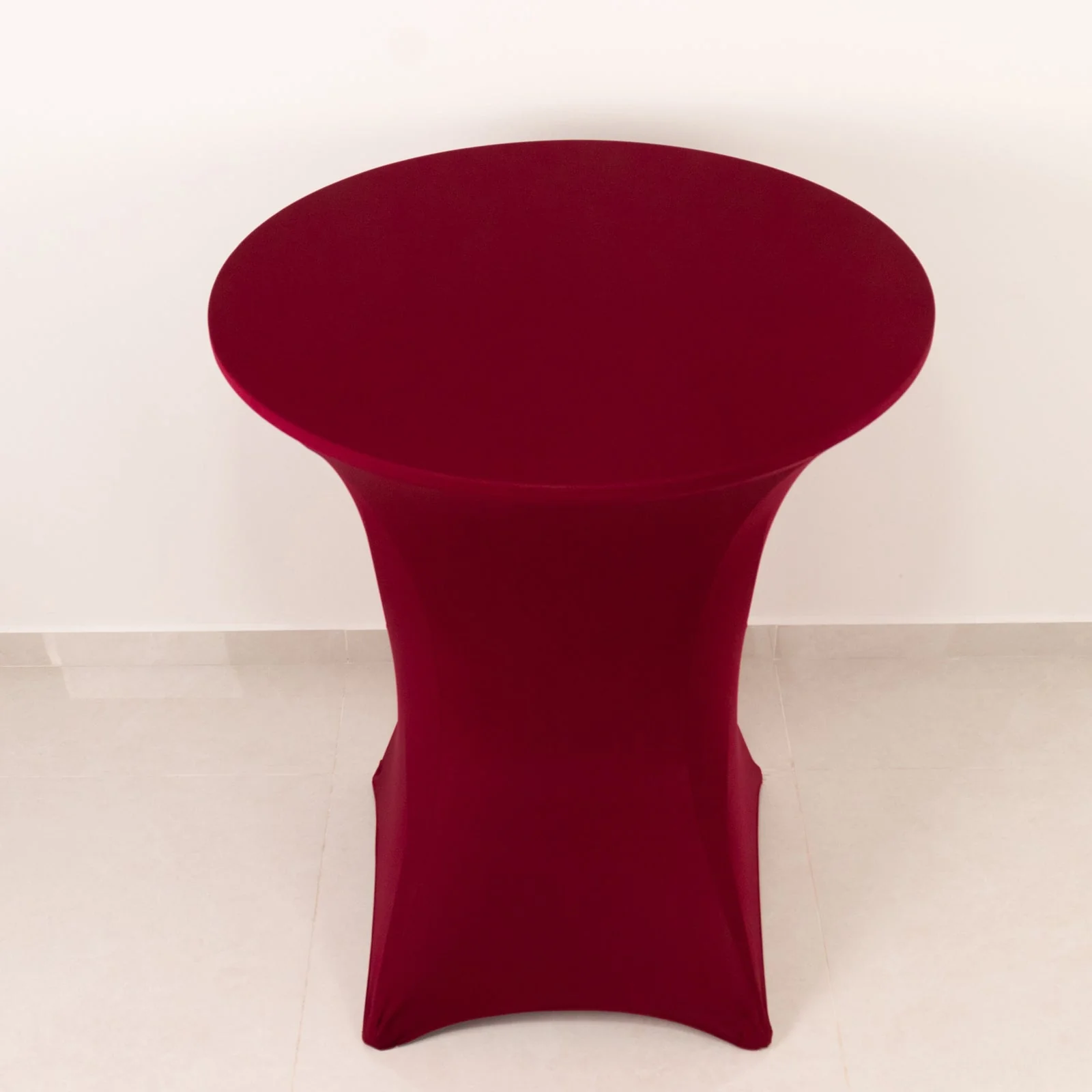 Spandex Cocktail Table Cover 36" Round Burgundy High Top Tables - Easy to Maintain Stretch Fitted Highboy Tablecloth - Image 2