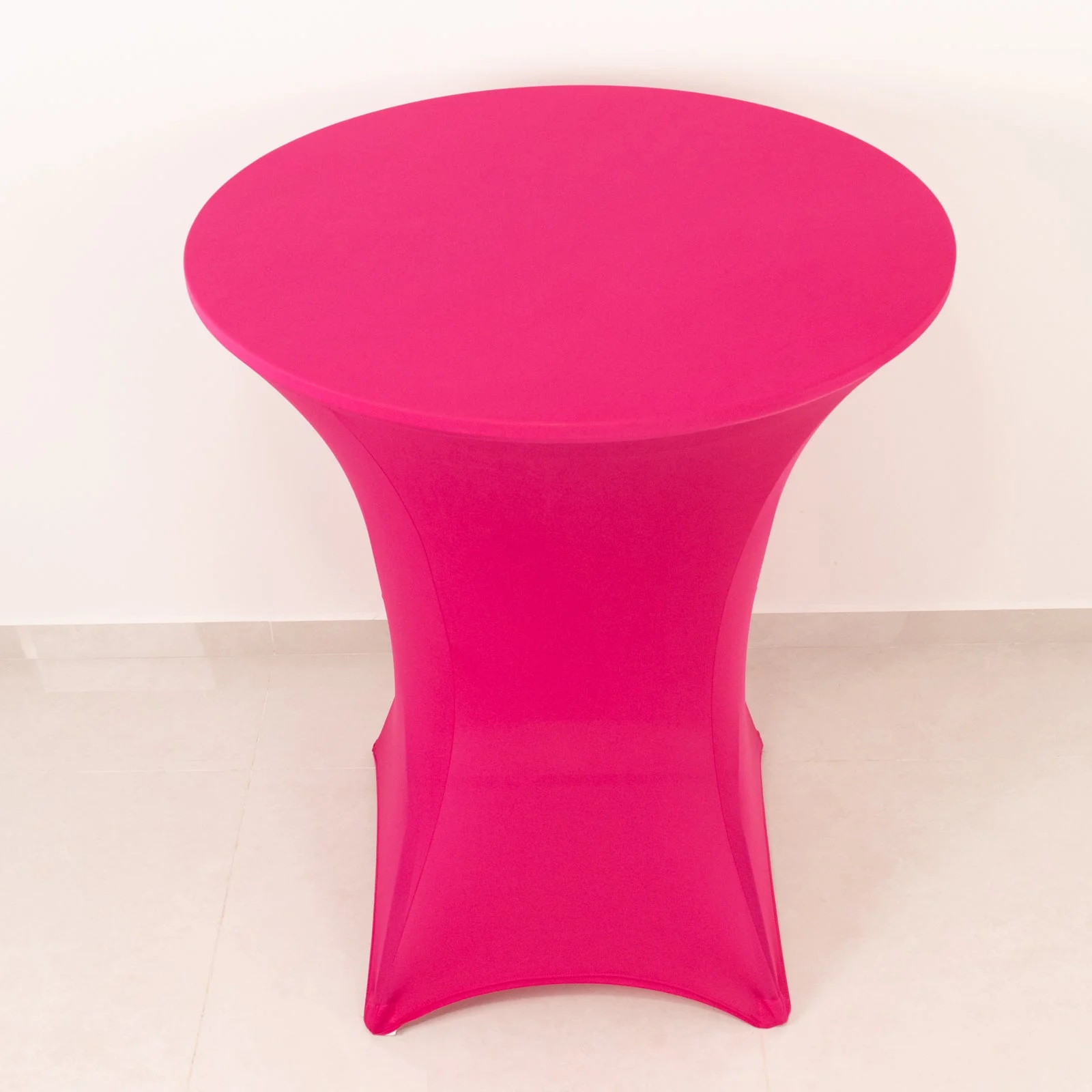 Spandex Cocktail Table Cover 36" Round Fuchsia High Top Tables - Easy to Maintain Stretch Fitted Highboy Tablecloth - Image 2