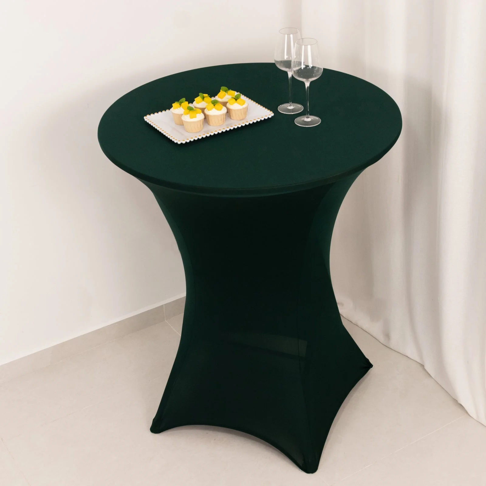 Spandex Cocktail Table Cover 36" Round Hunter Emerald Green High Top Tables - Easy to Maintain Stretch Fitted Highboy Tablecloth - Image 7