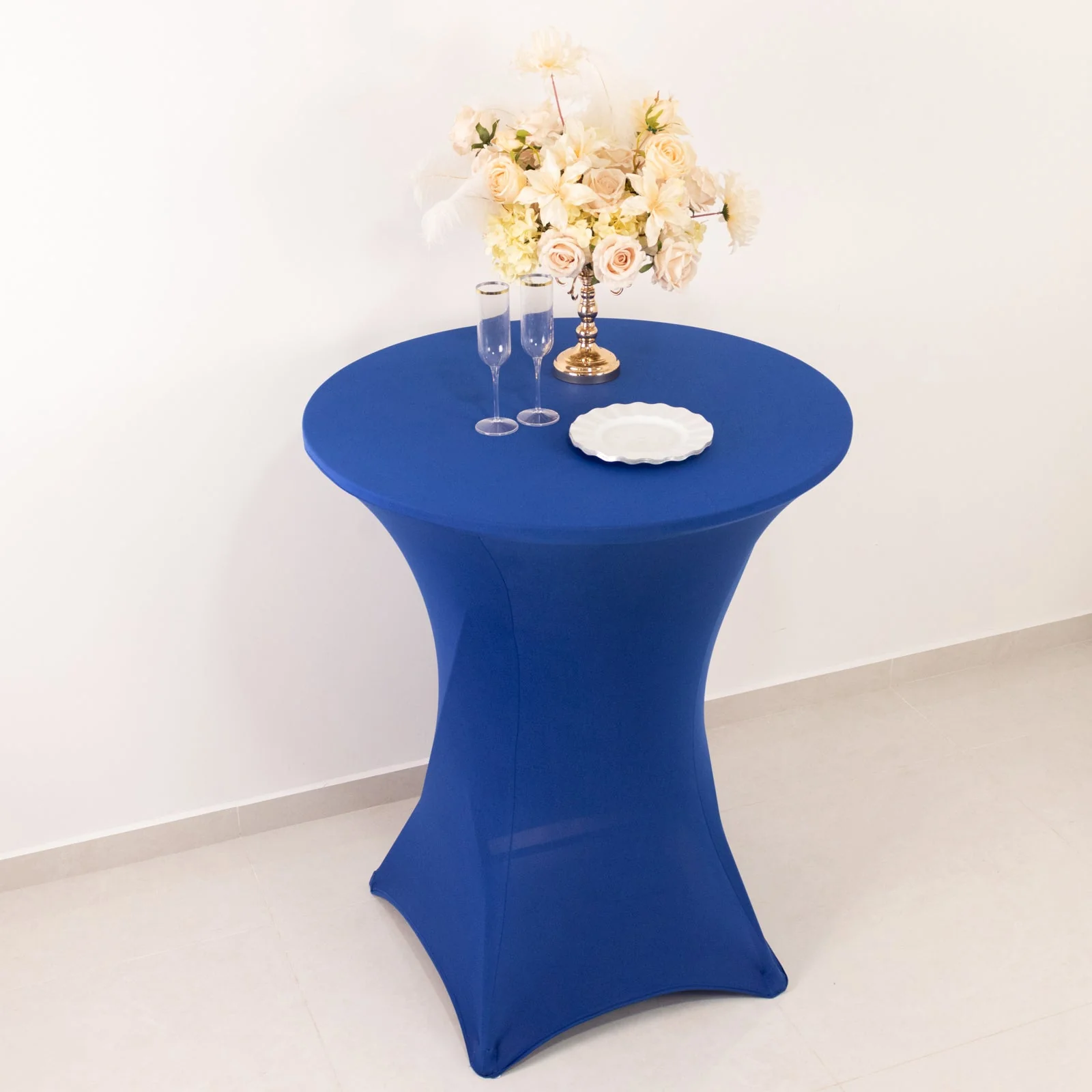Spandex Cocktail Table Cover 36" Round Royal Blue High Top Tables - Easy to Maintain Stretch Fitted Highboy Tablecloth - Image 2