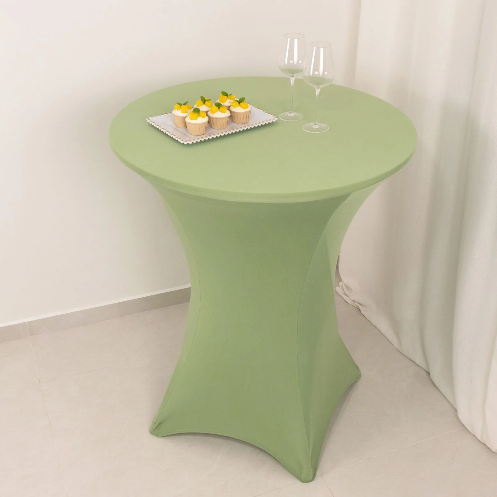 Spandex Cocktail Table Cover 36" Round Sage Green High Top Tables - Easy to Maintain Stretch Fitted Highboy Tablecloth - Image 7