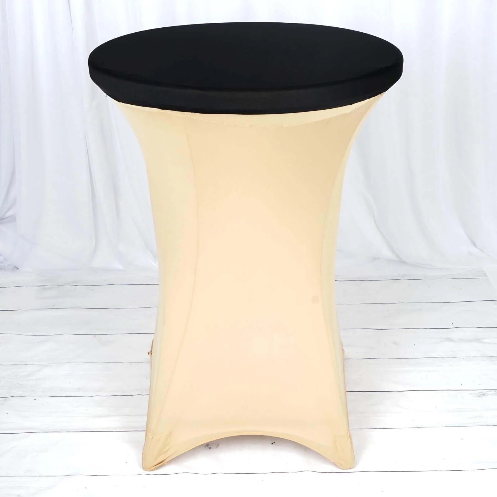 Spandex Cocktail Table Top Cover Black - Stretchy, Fitted & Easy to Clean