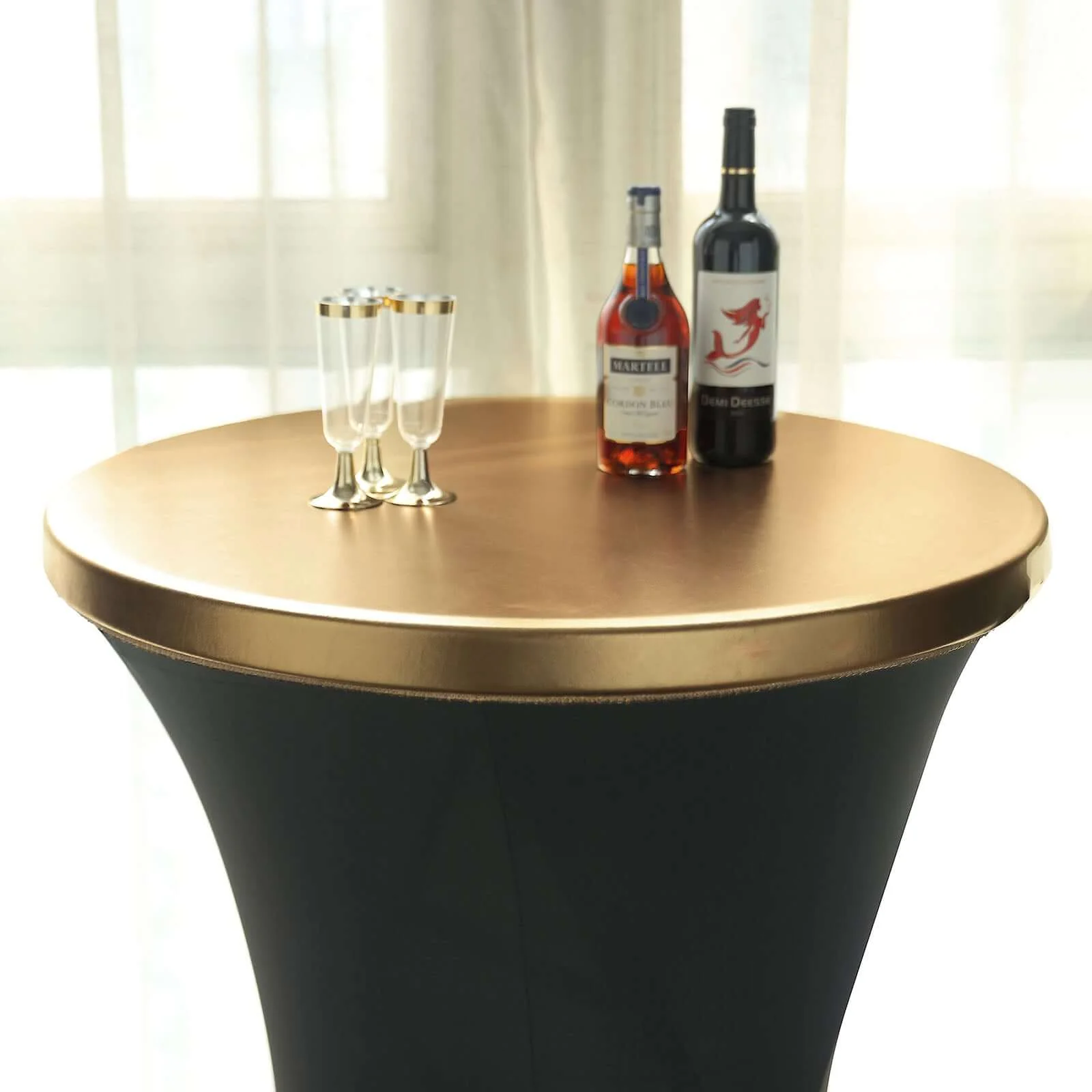 Spandex Cocktail Table Top Cover Fitted Metallic Gold - Stretchy, Durable & Easy to Clean - Image 5