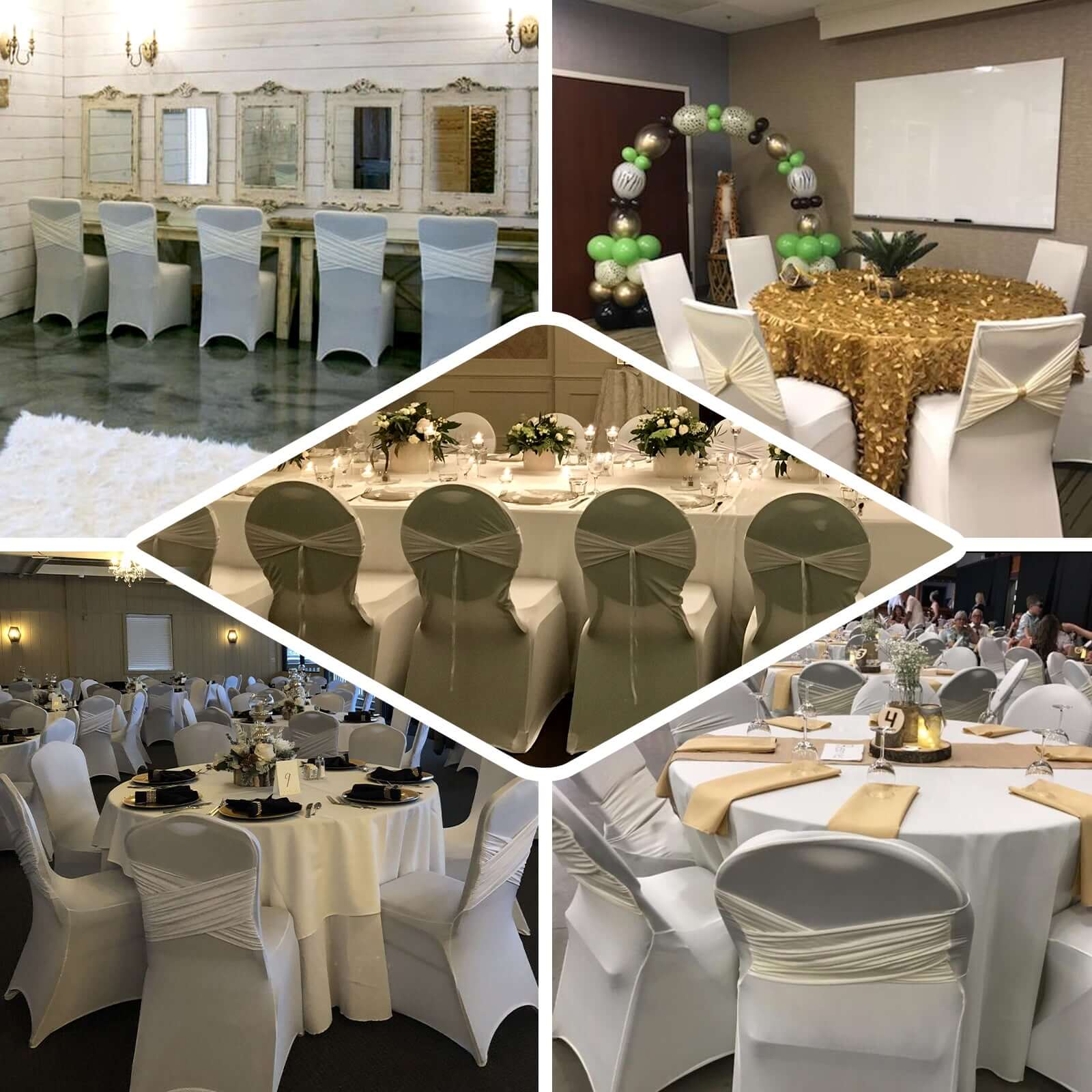 Spandex Fitted Banquet Chair Cover 180GSM Black Madrid Style - Durable Stretch Slipcover - Image 4