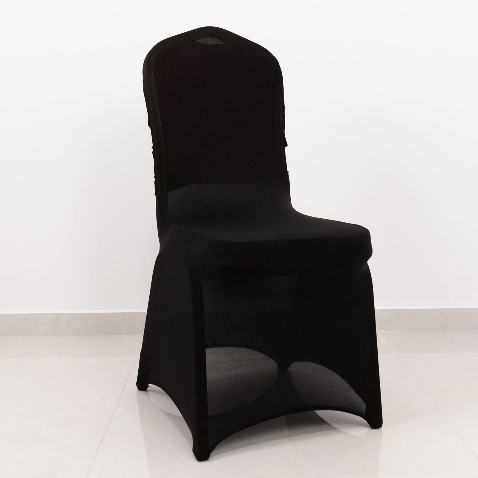 Spandex Fitted Banquet Chair Cover 180GSM Black Madrid Style - Durable Stretch Slipcover - Image 5