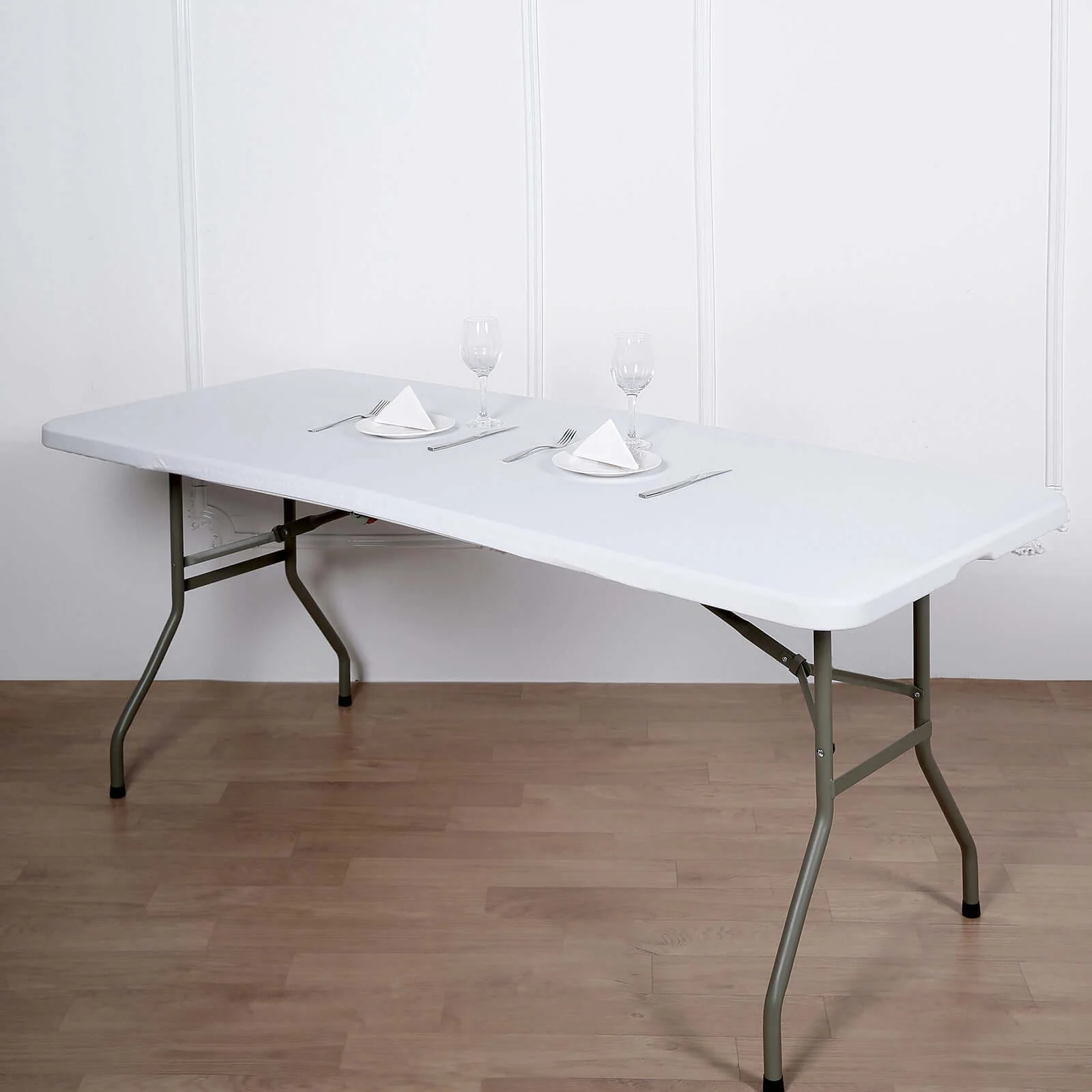 Spandex Rectangle Tablecloth Top Cover 96"x30" White - Stretchy, Wrinkle Free & Fitted Table Topper Cap - Image 15