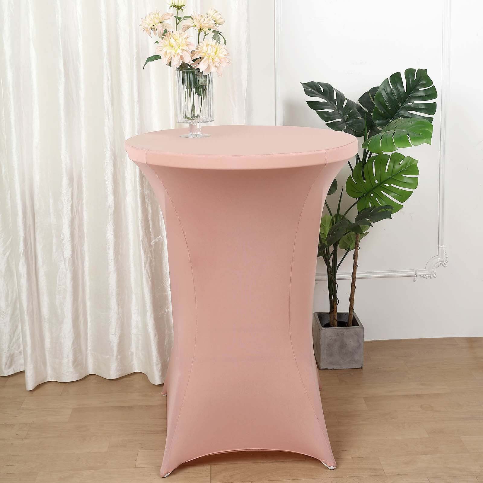 Spandex Round Cocktail Table Cover 30" Dusty Rose for High Top Tables - Easy to Maintain Stretch Fitted Highboy Tablecloth - Image 3