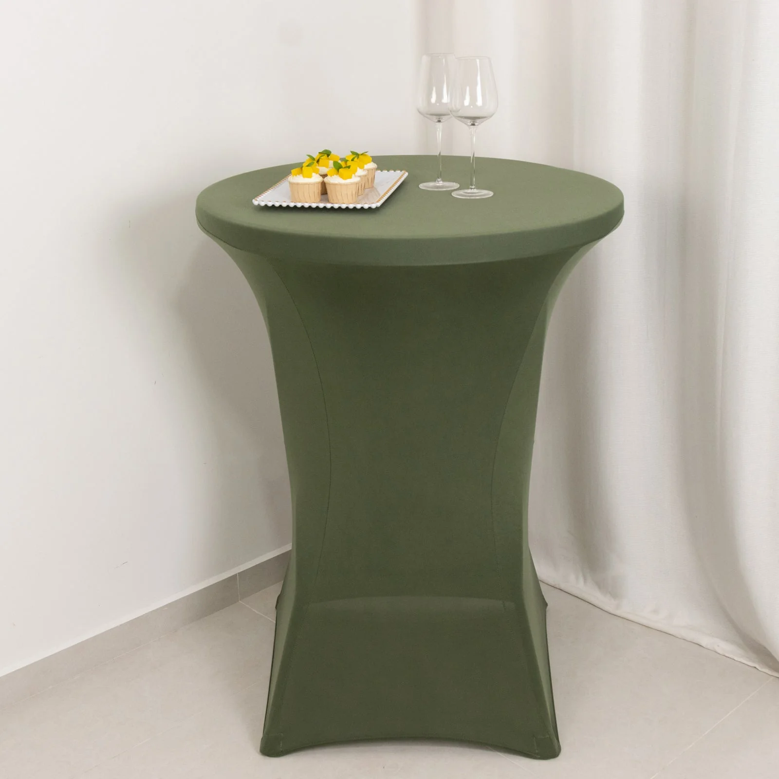 Spandex Round Cocktail Table Cover 30" Dusty Sage Green for High Top Tables - Easy to Maintain Stretch Fitted Highboy Tablecloth - Image 9