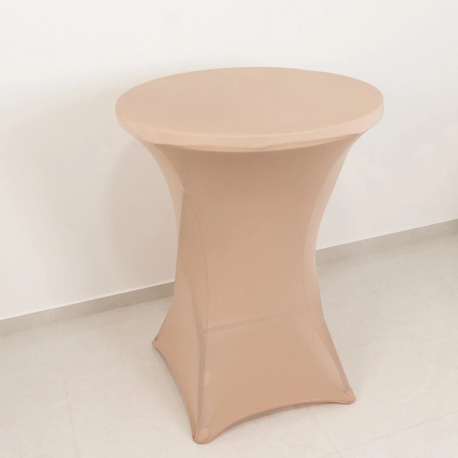 Spandex Round Cocktail Table Cover 30" Nude for High Top Tables - Easy to Maintain Stretch Fitted Highboy Tablecloth - Image 3