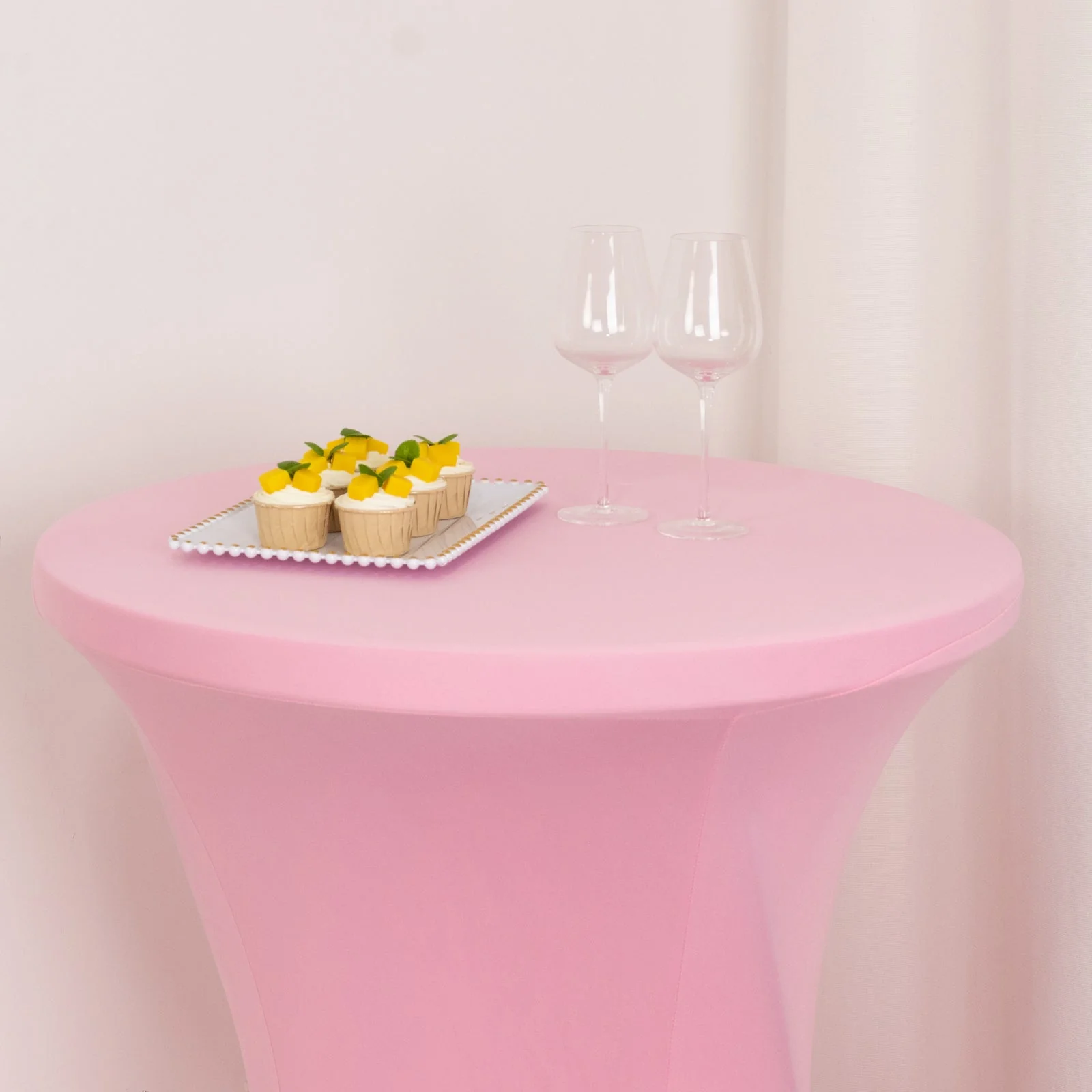 Spandex Round Cocktail Table Cover 30" Pink for High Top Tables - Easy to Maintain Stretch Fitted Highboy Tablecloth - Image 10