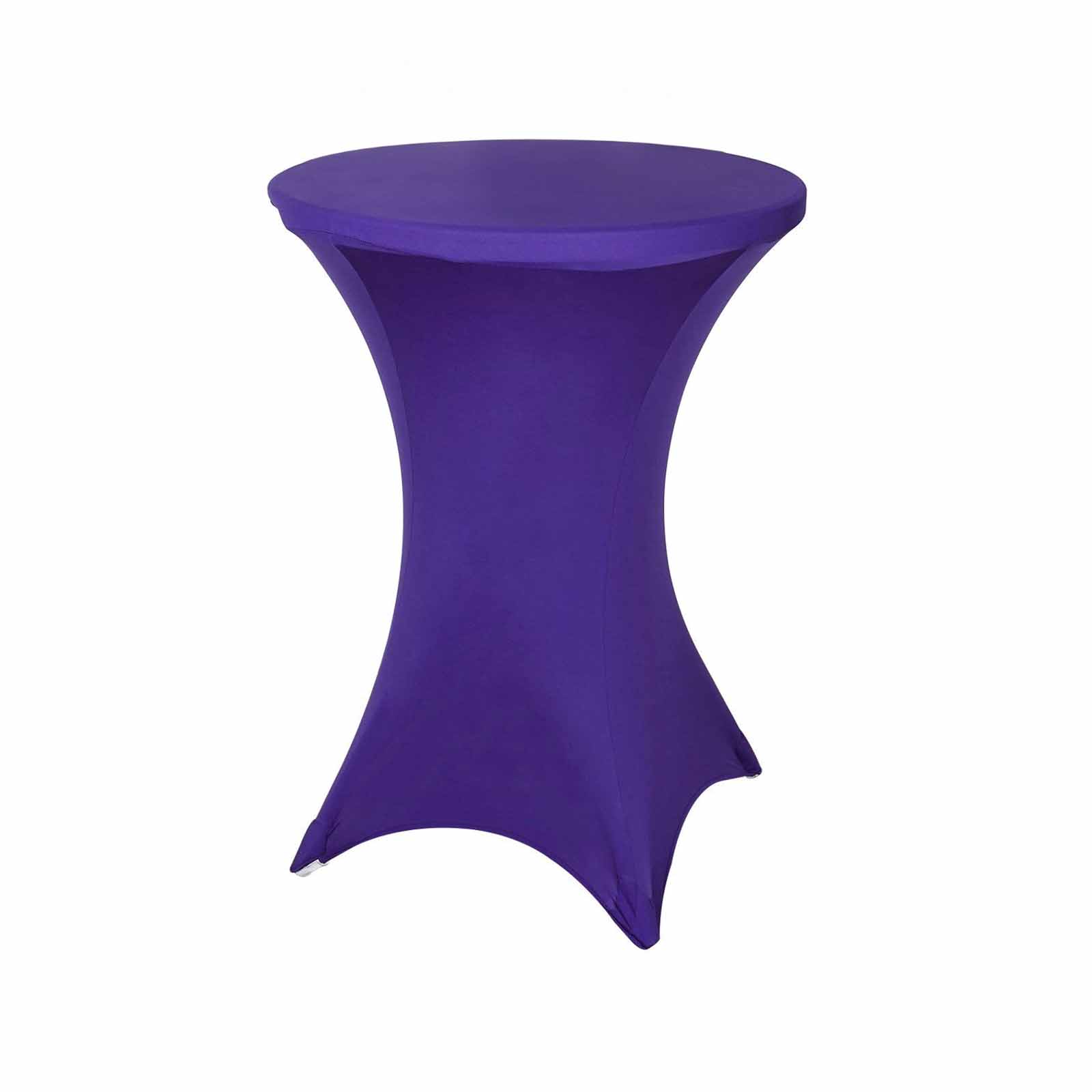 Spandex Round Cocktail Table Cover 30" Purple for High Top Tables - Easy to Maintain Stretch Fitted Highboy Tablecloth - Image 6