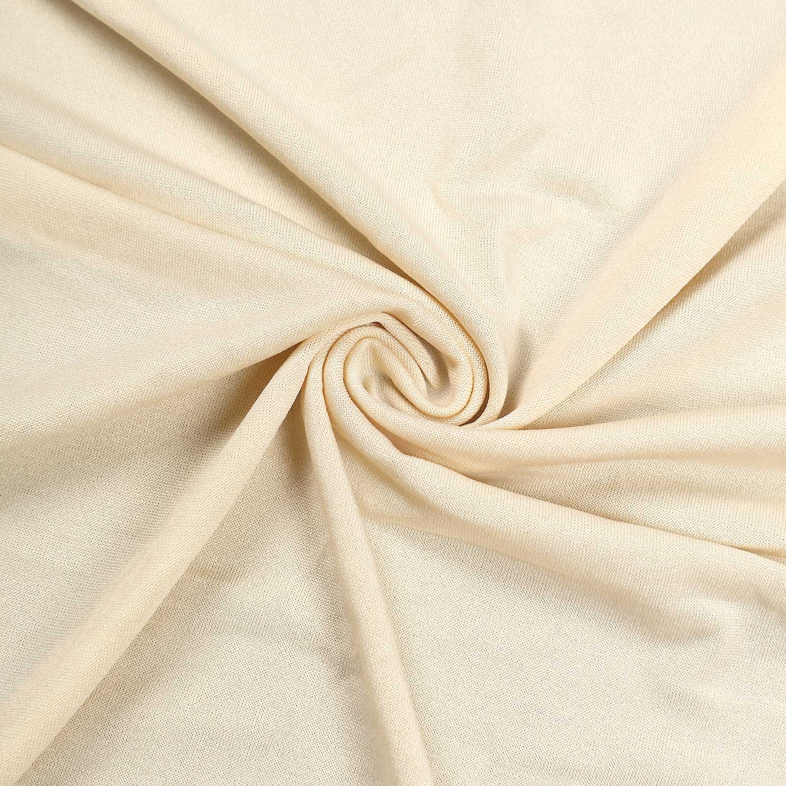 Spandex Round Cocktail Table Cover Skirt 30" Beige With Natural Wavy Drapes - Image 11