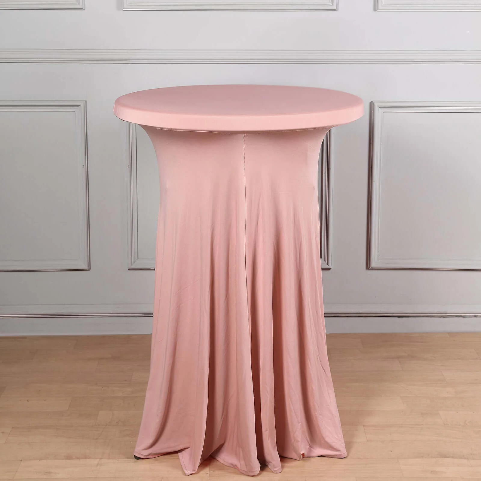 Spandex Round Cocktail Table Cover Skirt 30" Dusty Rose With Natural Wavy Drapes