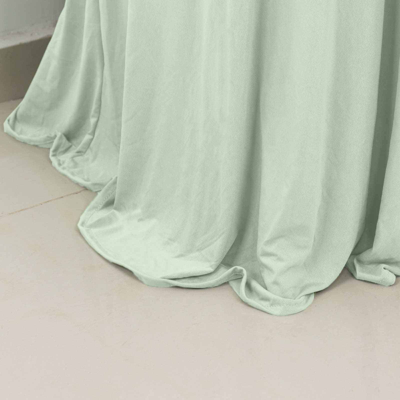 Spandex Round Cocktail Table Cover Skirt 30" Sage Green With Natural Wavy Drapes - Image 3