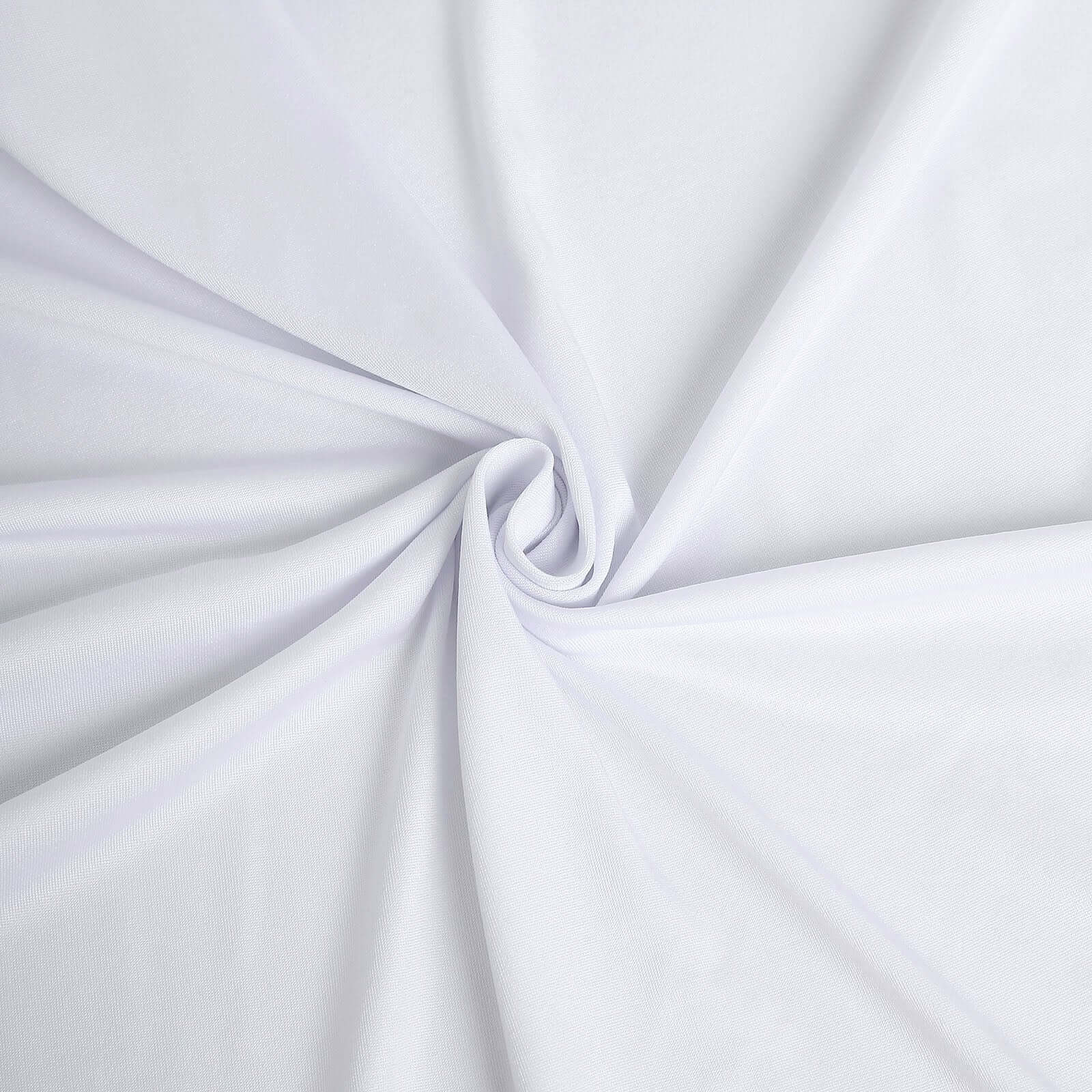 Spandex Round Cocktail Table Cover Skirt 30" White With Natural Wavy Drapes - Image 8