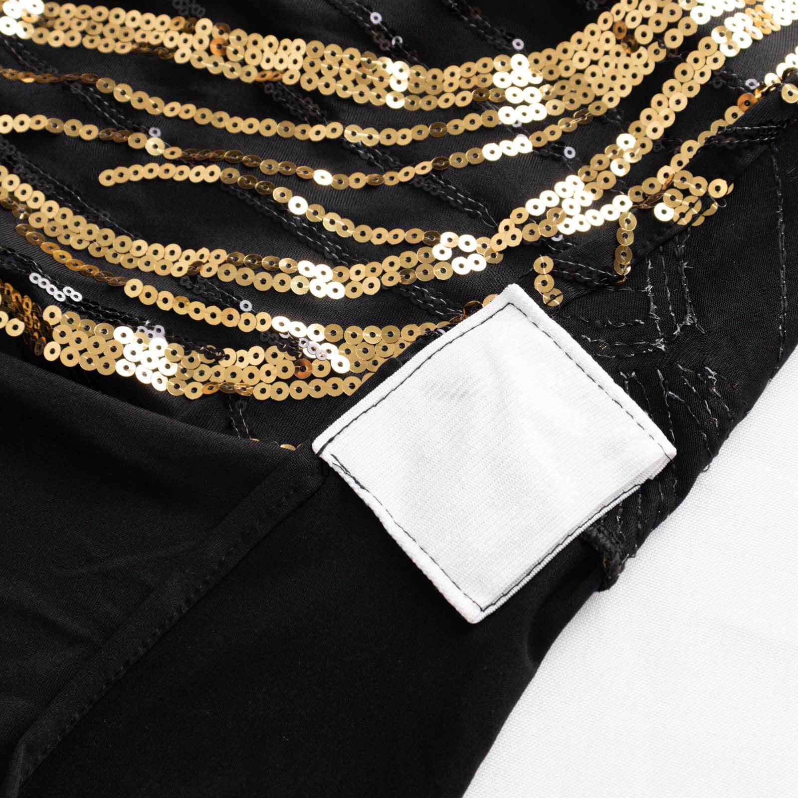 Spandex Stretch Banquet Chair Cover Black/Gold with Wave Embroidered Sequins - Fitted Slipcover - Image 7