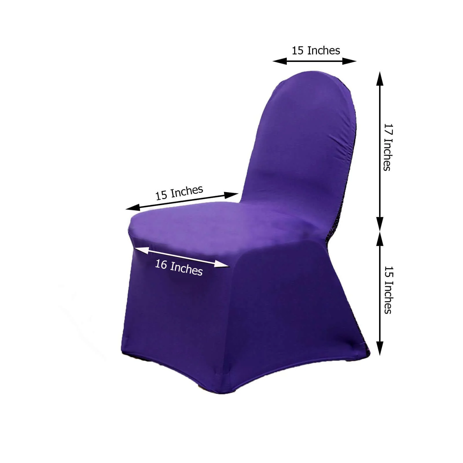 Spandex Stretch Banquet Chair Cover with Metallic Shimmer Tinsel Back Purple - Fitted Slipcover - Image 3