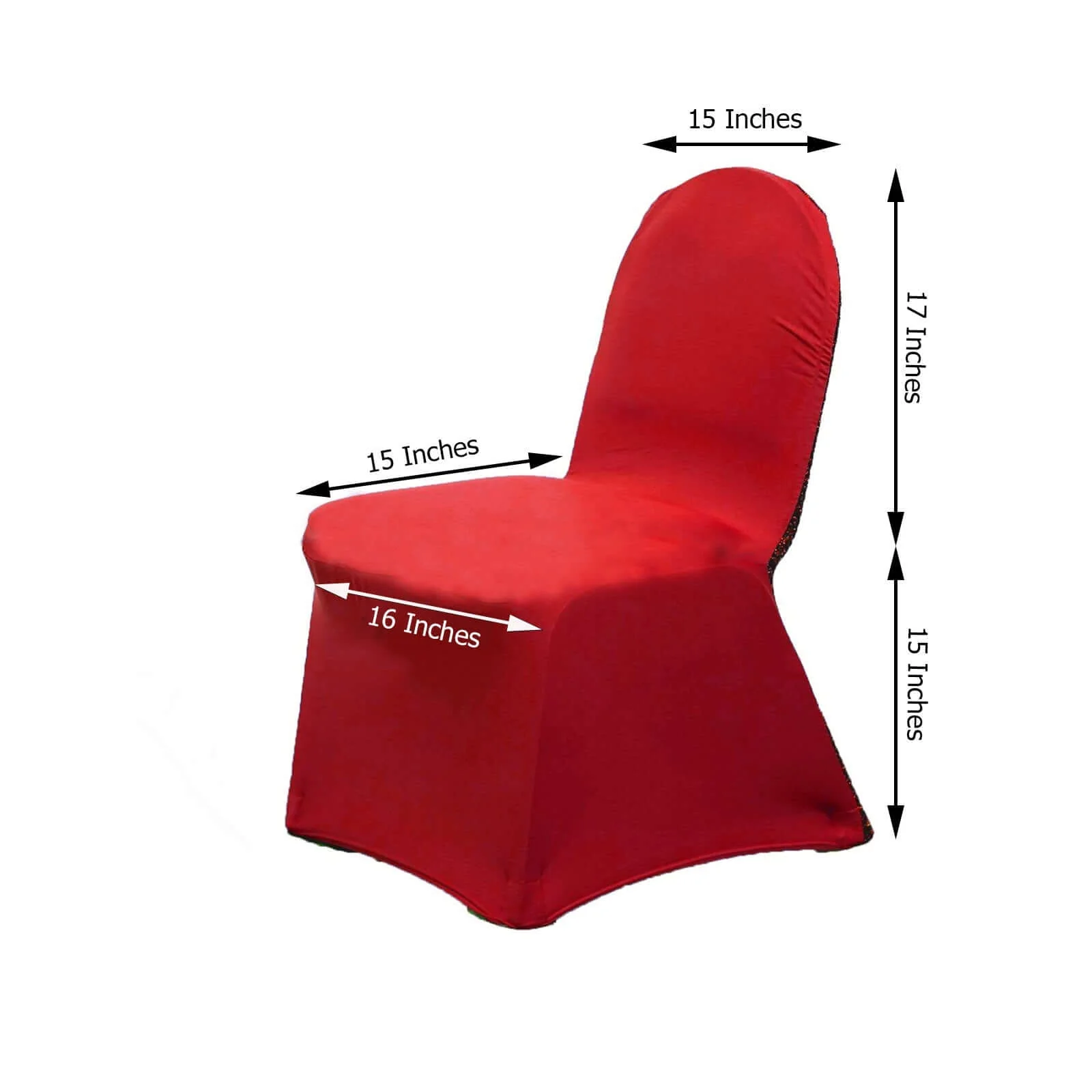 Spandex Stretch Banquet Chair Cover with Metallic Shimmer Tinsel Back Red - Fitted Slipcover - Image 3
