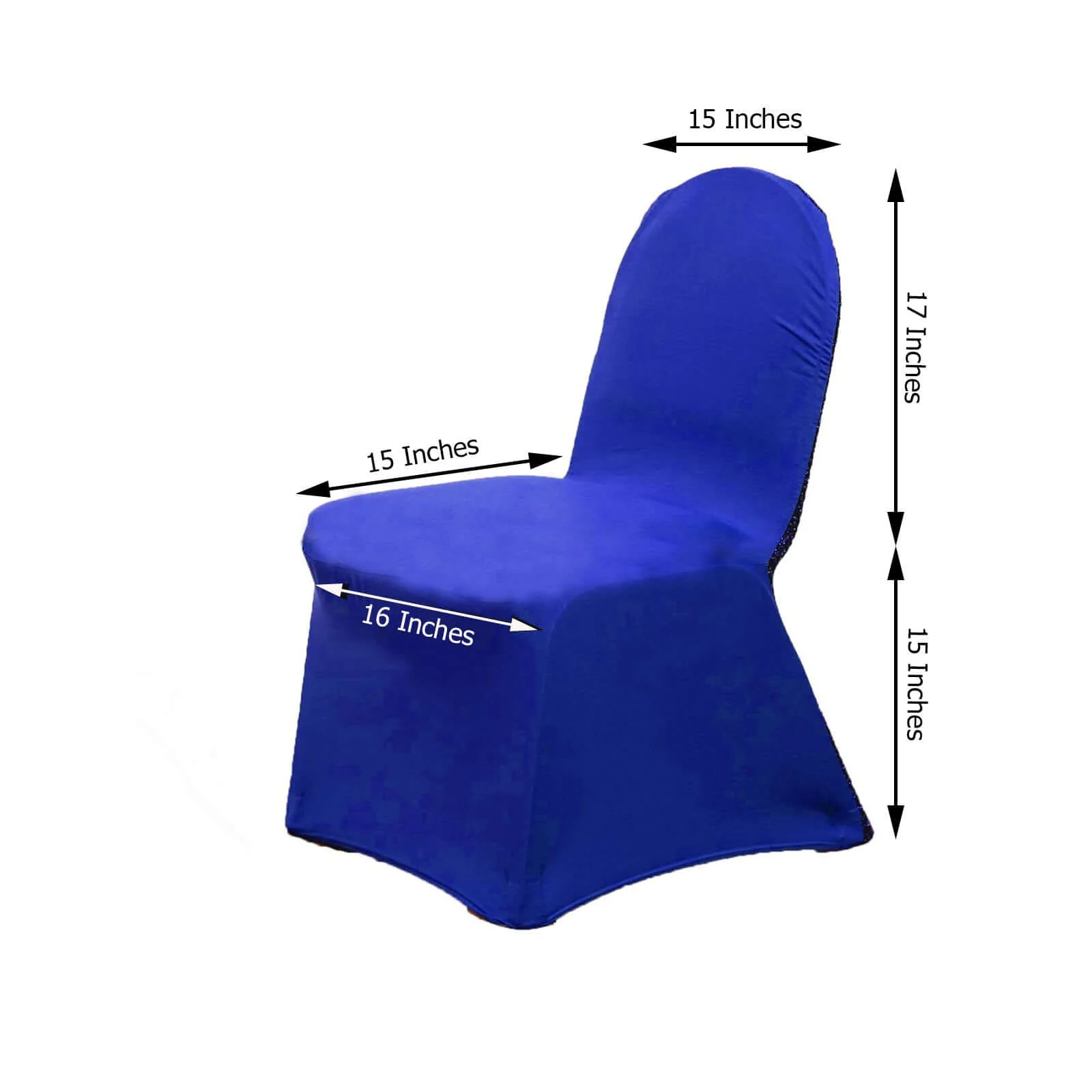 Spandex Stretch Banquet Chair Cover with Metallic Shimmer Tinsel Back Royal Blue - Fitted Slipcover - Image 3