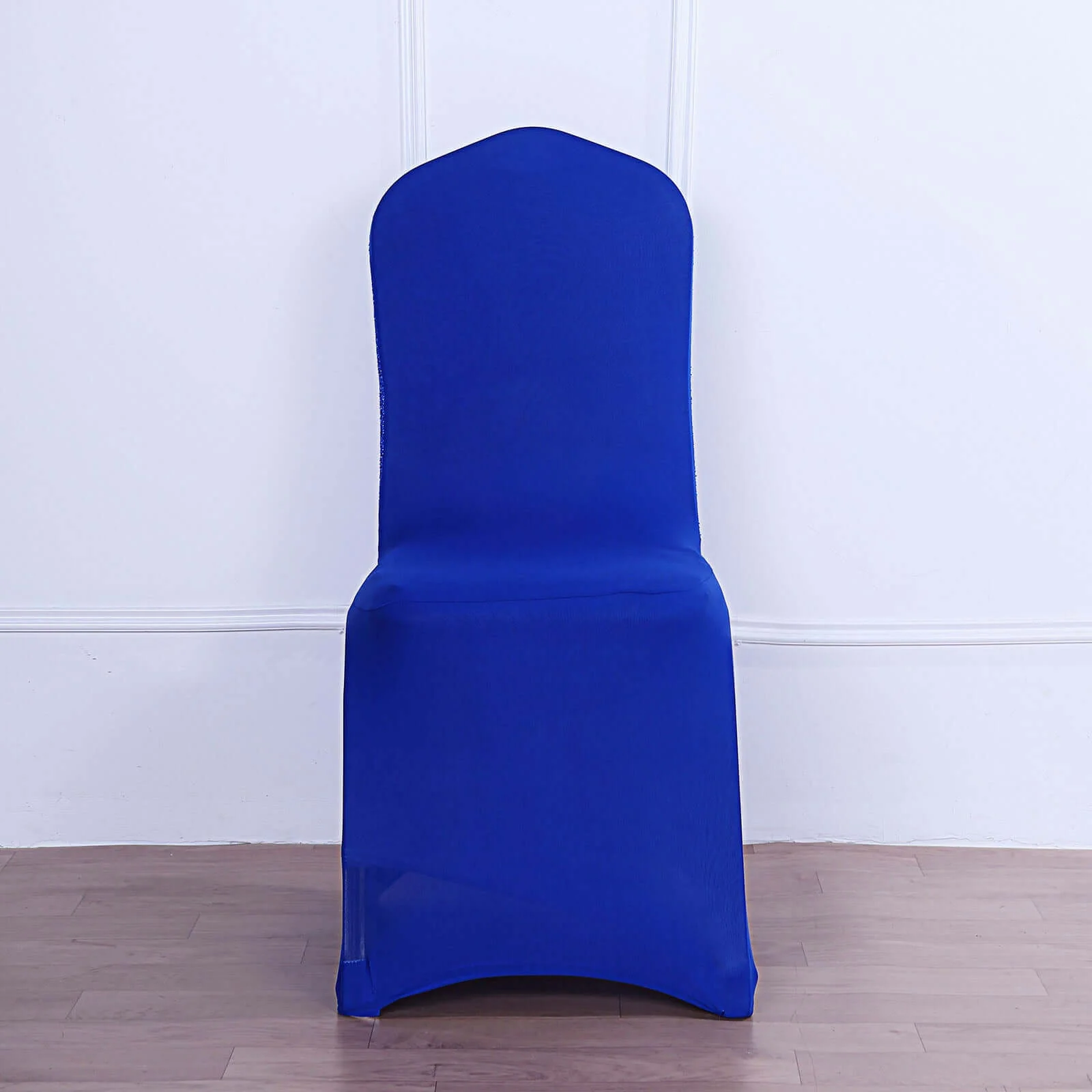 Spandex Stretch Banquet Chair Cover with Metallic Shimmer Tinsel Back Royal Blue - Fitted Slipcover - Image 6